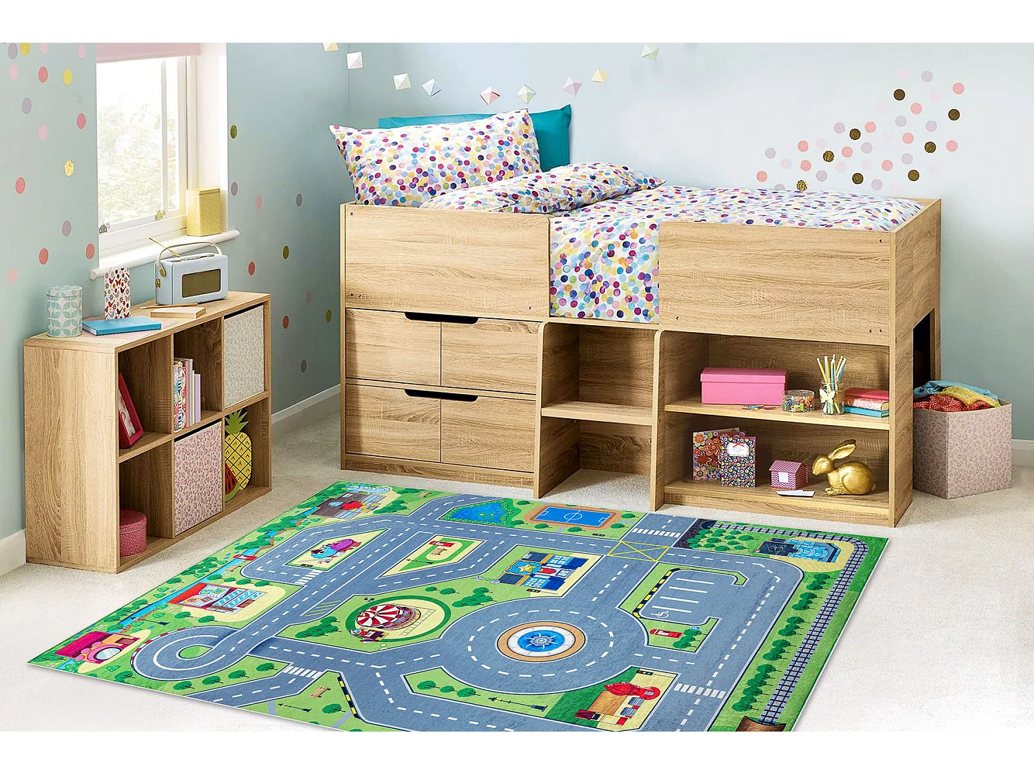 Tapis lavable BAMBINO 9028 Ville, rues pour les enfants antidérapant  80x150 cm