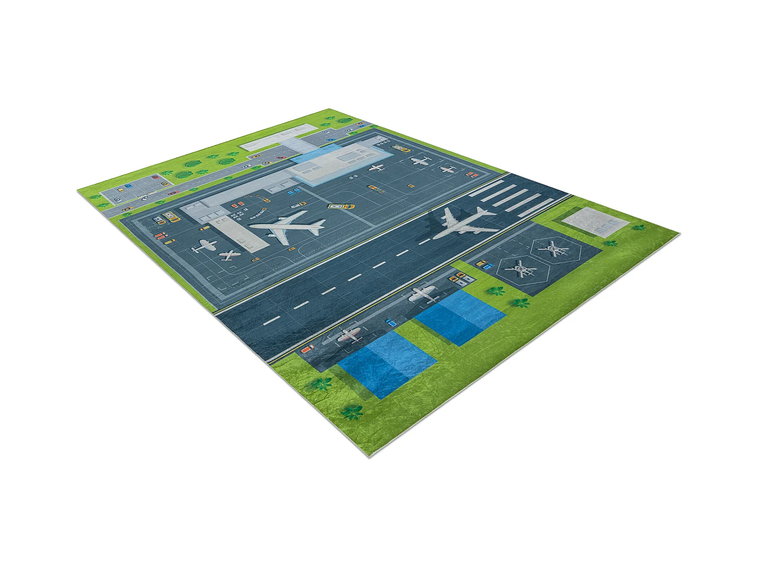 BAMBINO 46990 Waschteppich Flughafen, Flugzeuge für Kinder Anti-Rutsc 200x290 cm