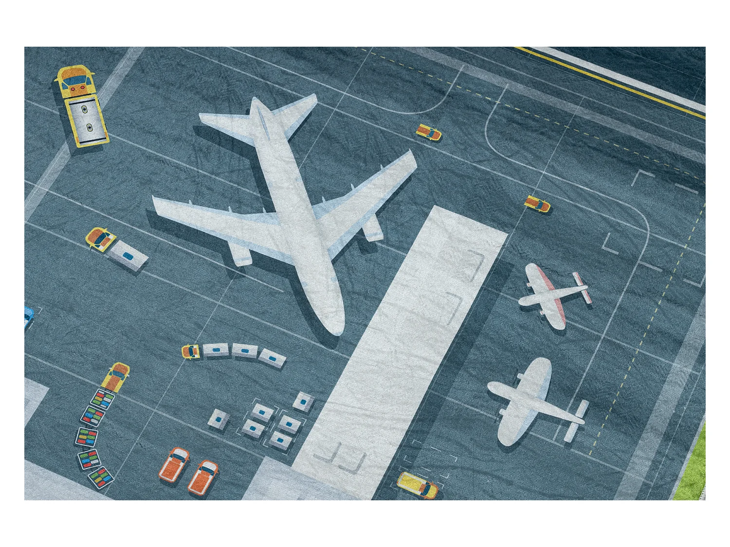 BAMBINO 46990 Waschteppich Flughafen, Flugzeuge für Kinder Anti-Rutsc 200x290 cm