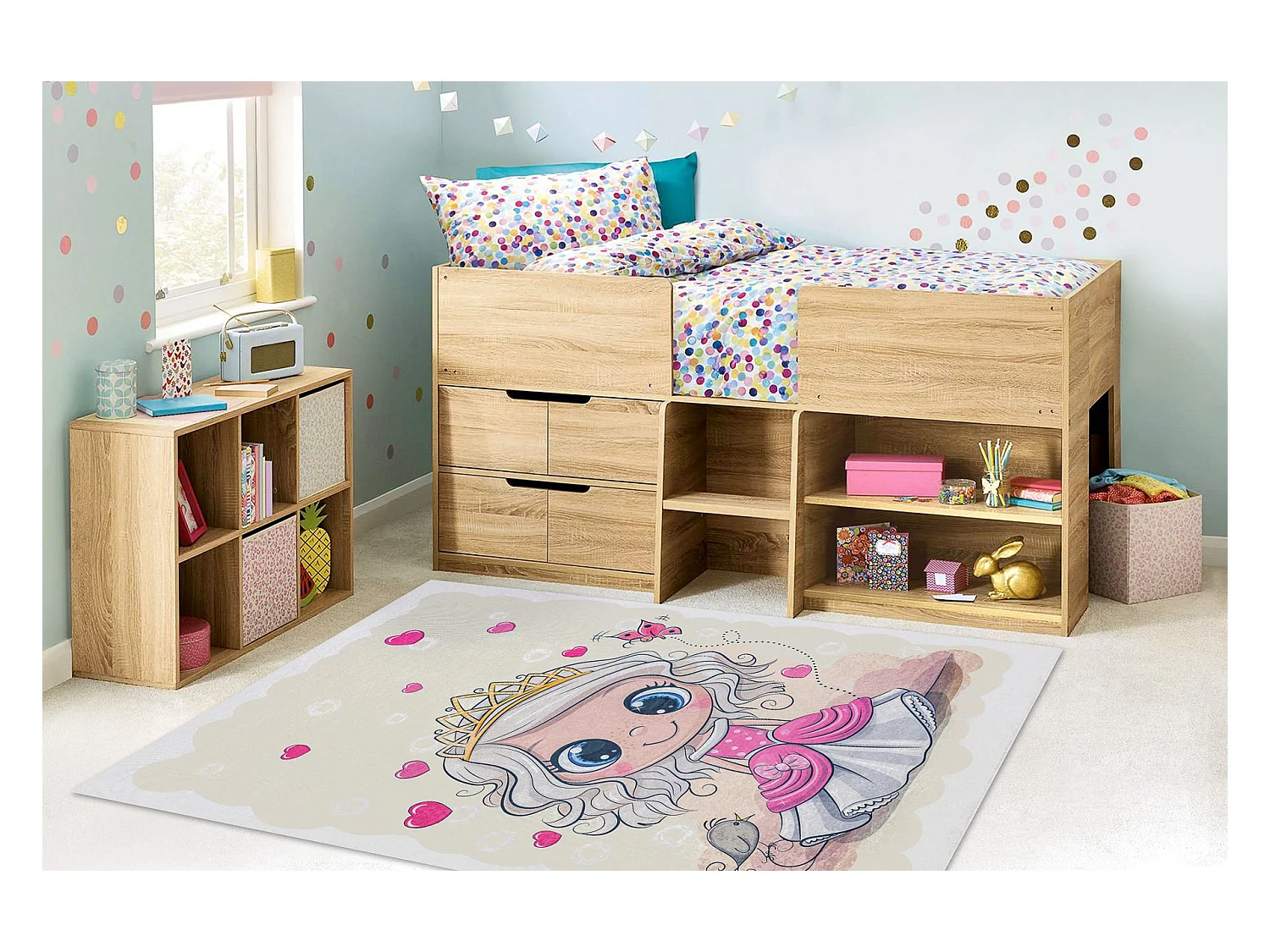 BAMBINO 43020 Waschteppich Prinzessin, Sterne für Kinder Anti-Rutsch  120x170 cm