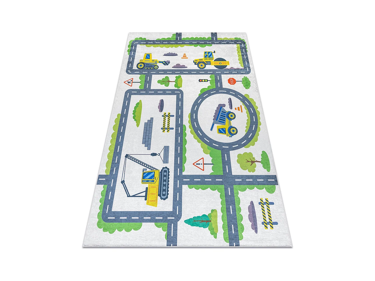 Tapis lavable BAMBINO 2338 Excavatrice, rues pour les enfants antidér 140x200 cm