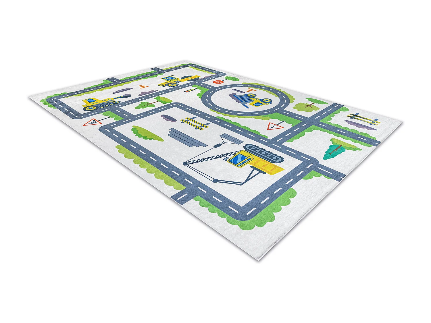 Tapis lavable BAMBINO 2338 Excavatrice, rues pour les enfants antidér 140x200 cm