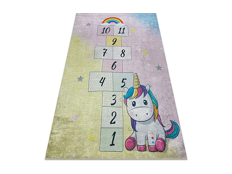 BAMBINO 54060 Waschteppich Einhorn, Zahlen für Kinder Anti-Rutsch - r 140x200 cm