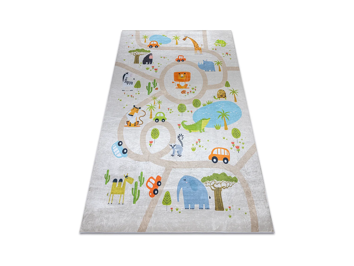 Tapis lavable BAMBINO 50230 Zoo, rues pour les enfants antidérapant - 140x200 cm