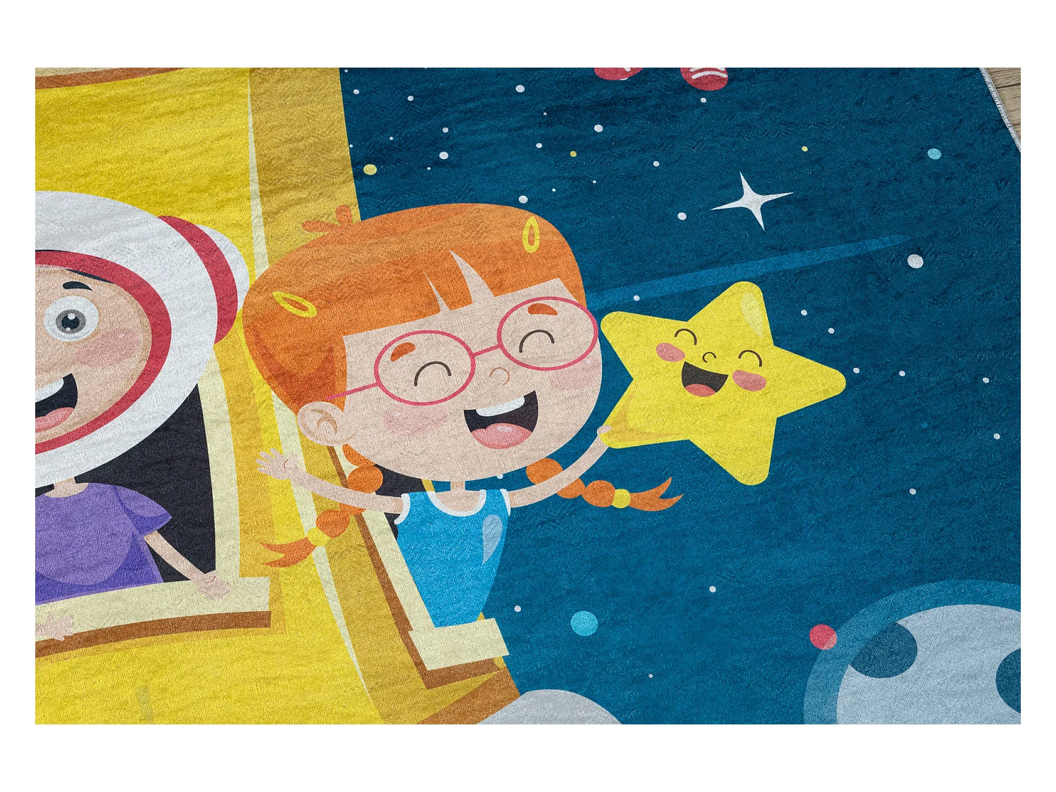 BAMBINO 42810 Waschteppich Rakete, Planeten für Kinder Anti-Rutsch -  120x170 cm
