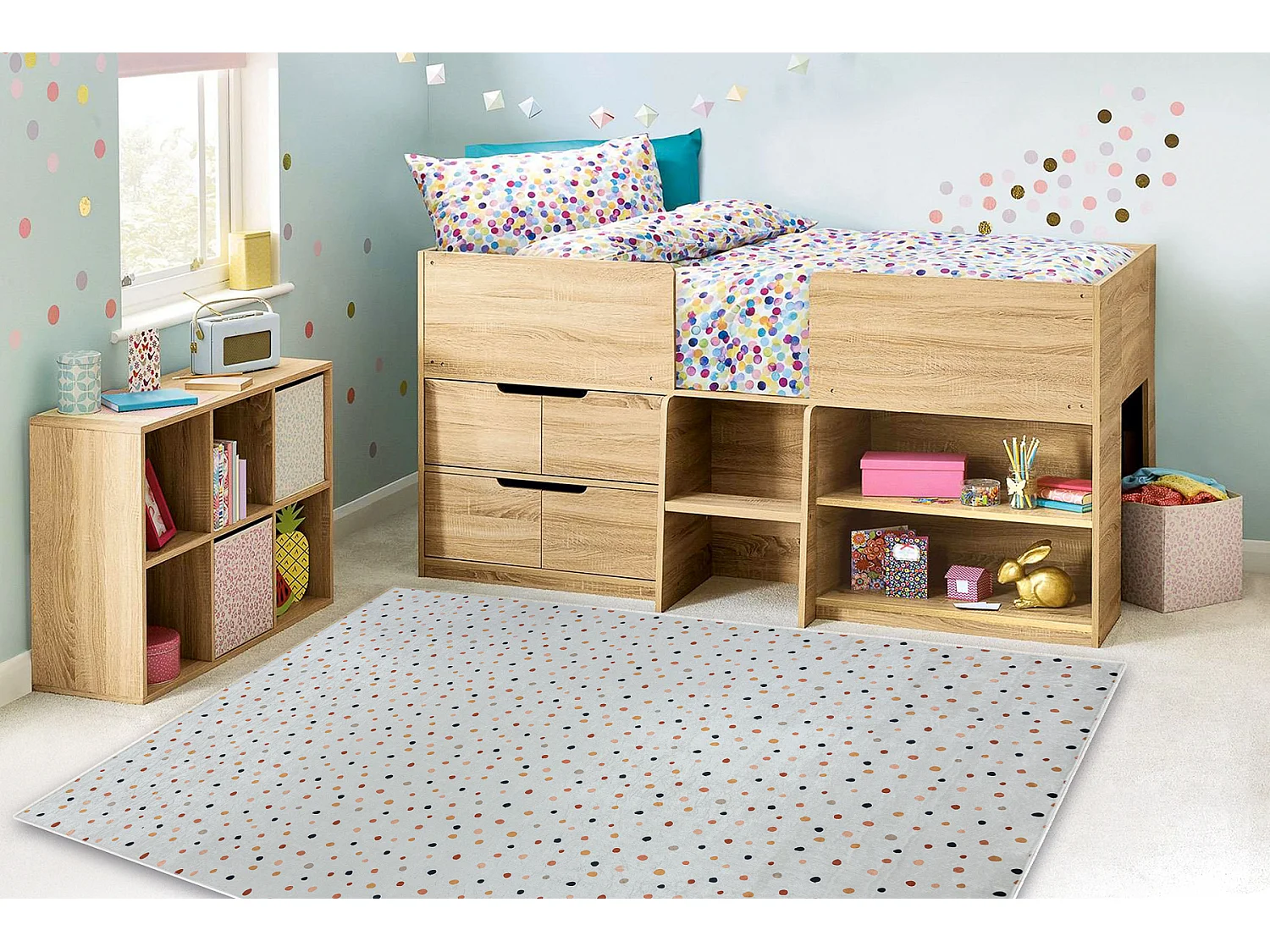 Tapis lavable BAMBINO 47890 Points pour les enfants antidérapant - bl 140x200 cm