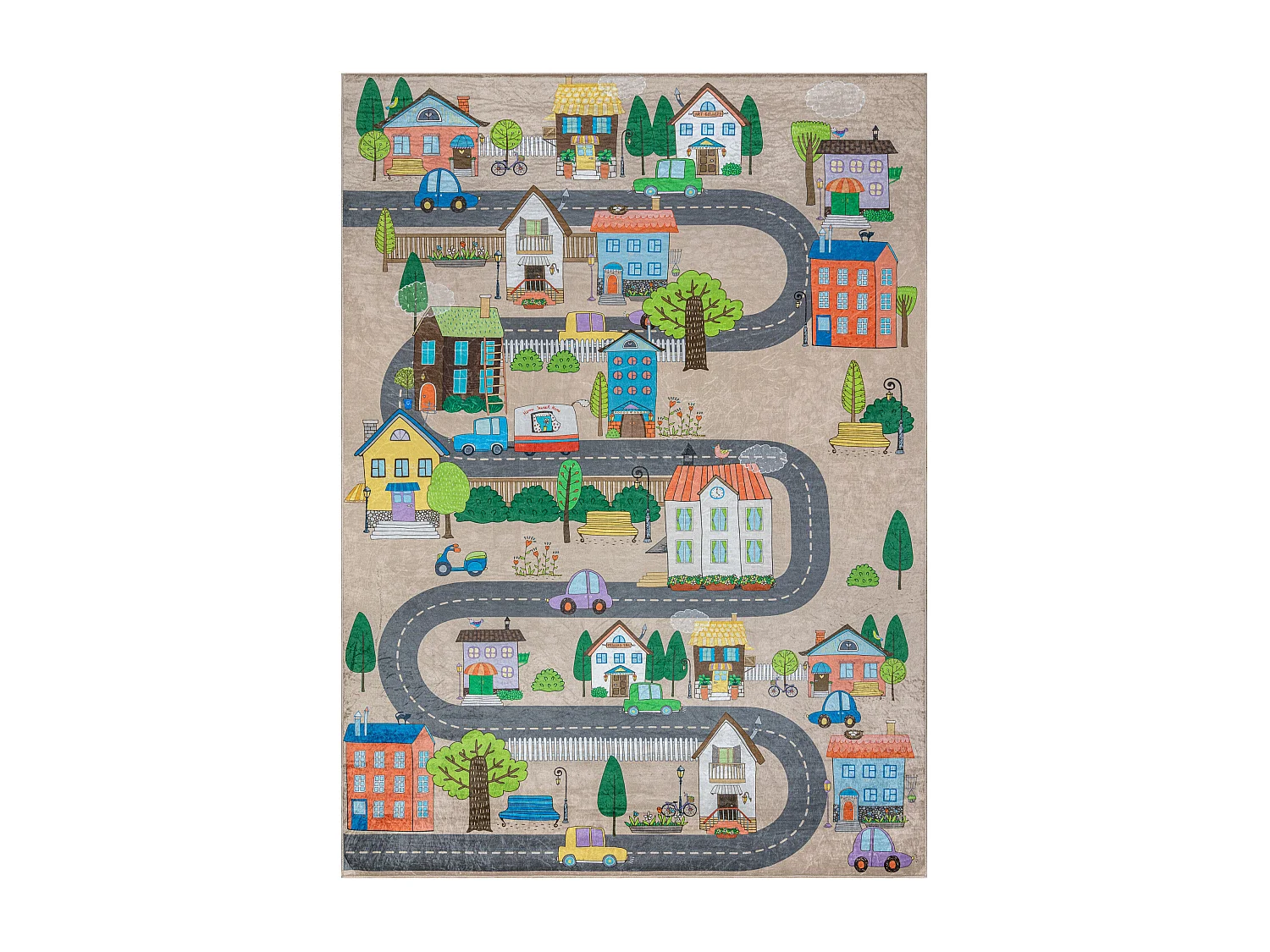 BAMBINO 34600 tapijt wasbaar Stad dieren voor kinderen antislip - beig 80x150 cm