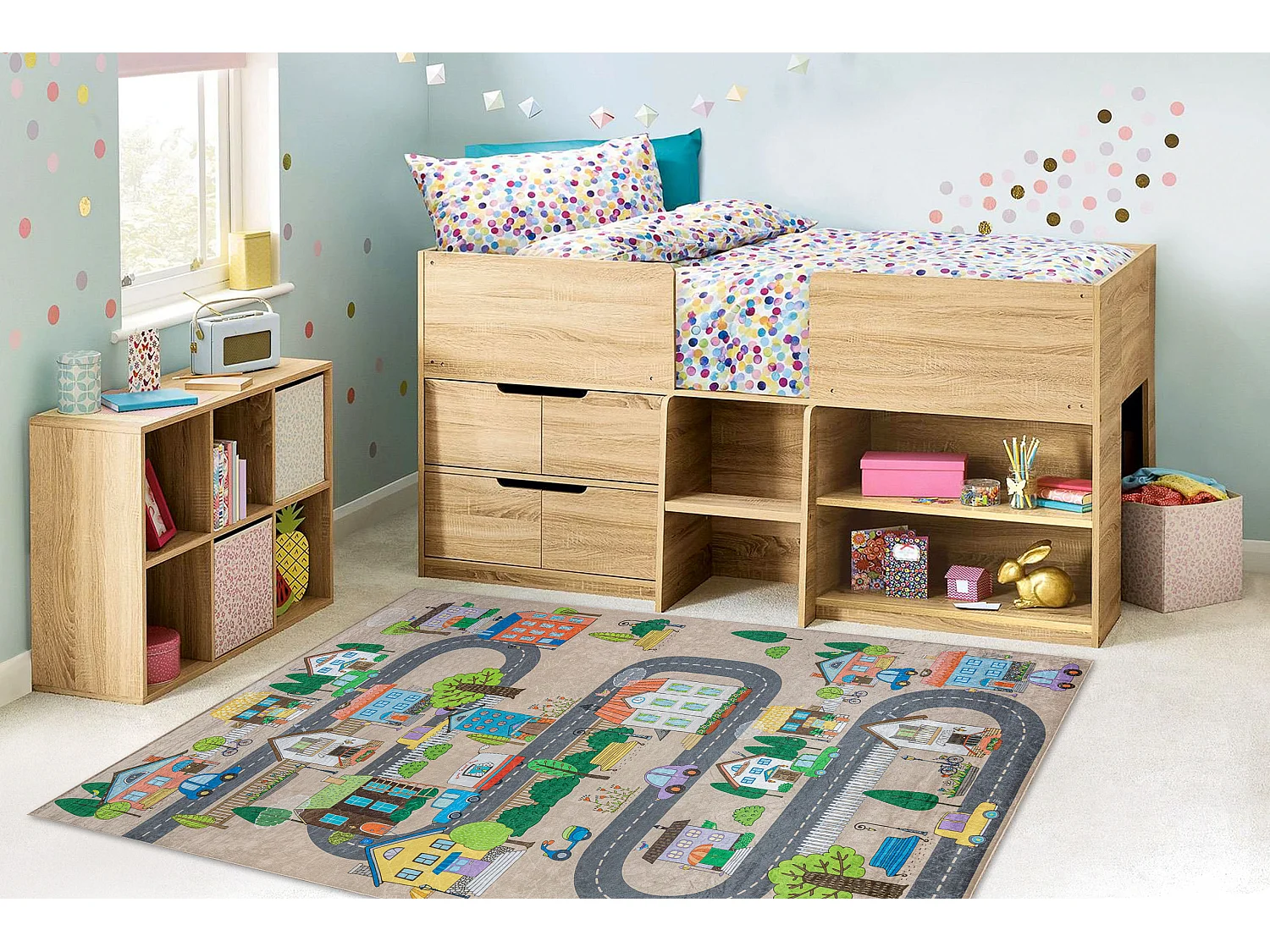 Tapis lavable BAMBINO 34600 Ville, rues pour les enfants antidérapant 80x150 cm