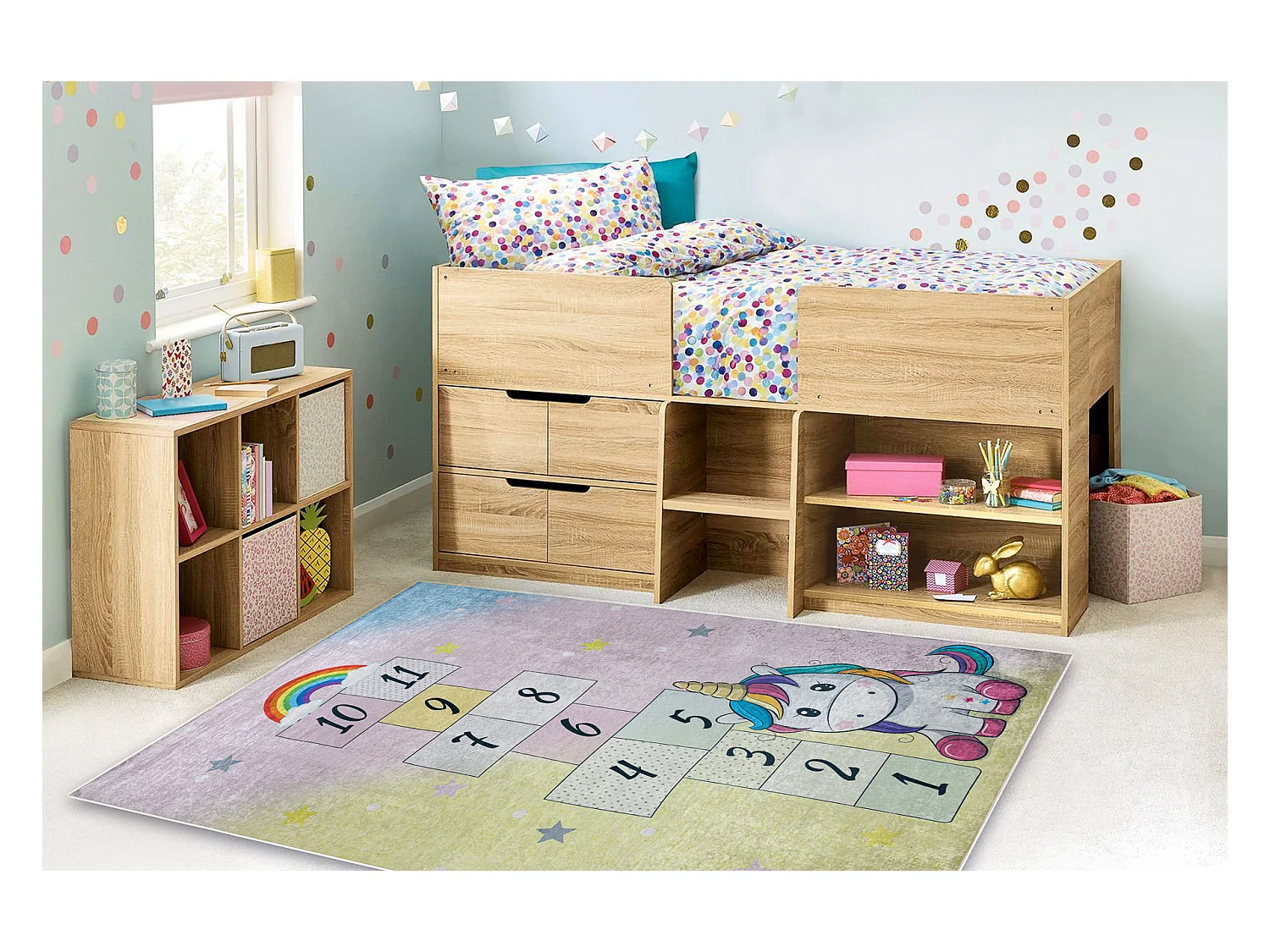 BAMBINO 54060 tapijt wasbaar Yksisarvinen, hinkelen voor kinderen anti 160x220 cm