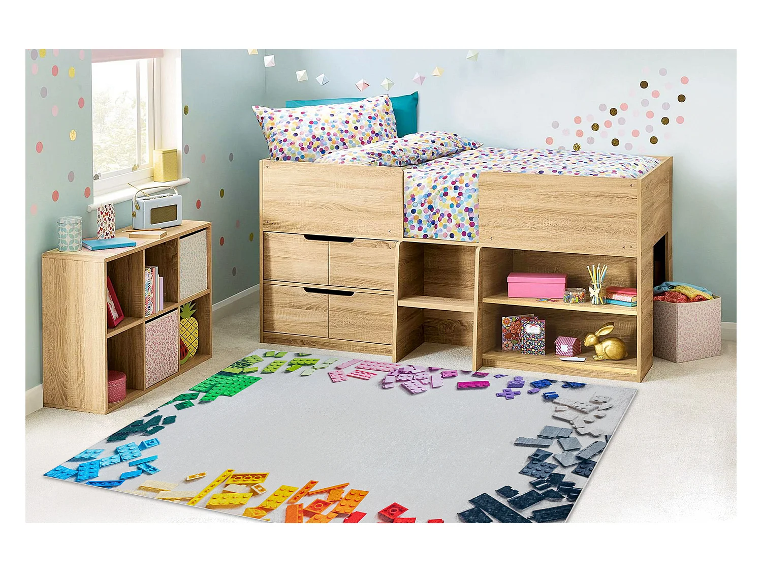 BAMBINO 38480 Tapete Kit de construção para crianças antiderrapante 160x220 cm