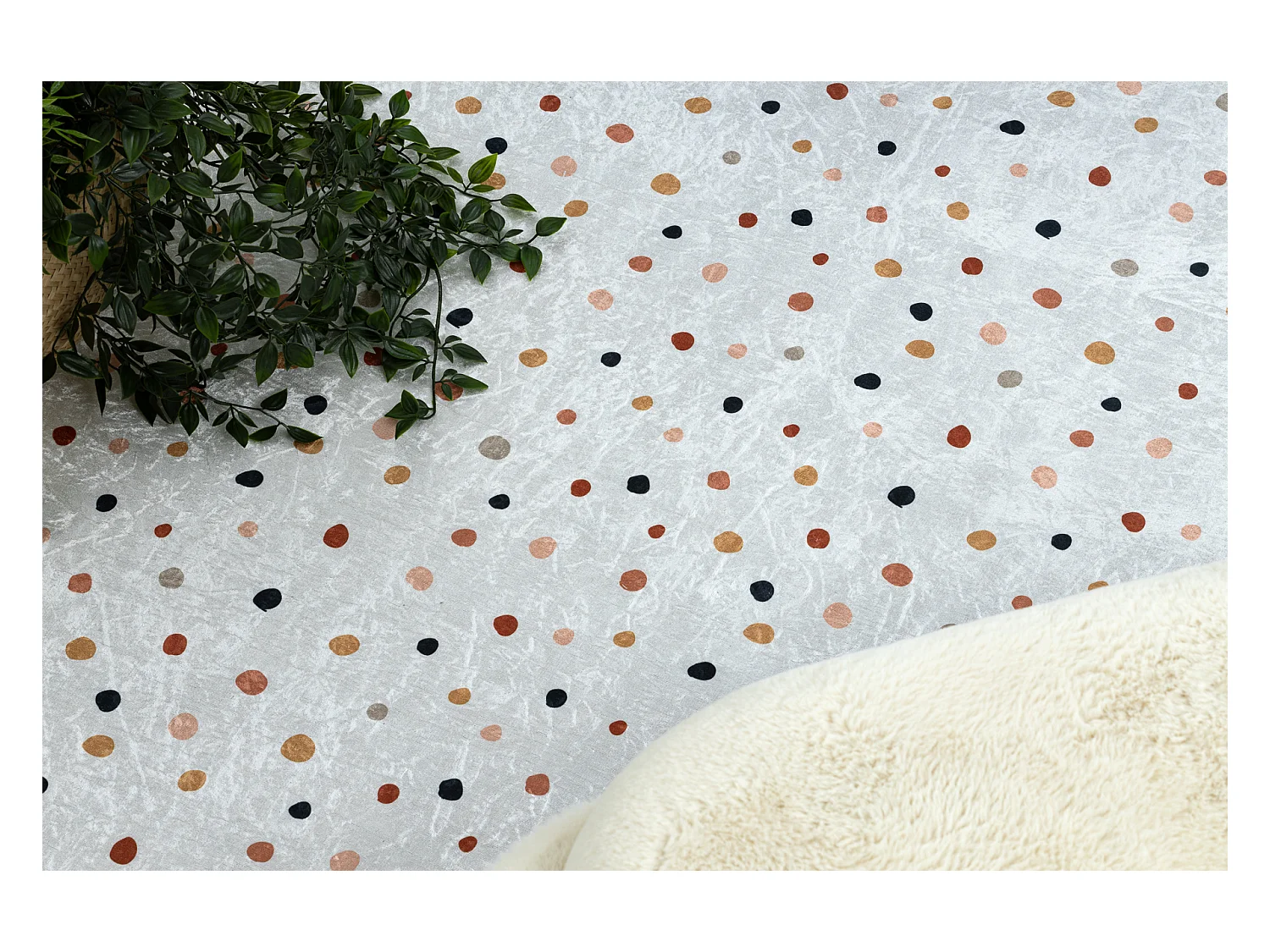 BAMBINO 47890 Waschteppich Punkte für Kinder Anti-Rutsch - weiß / br 120x170 cm