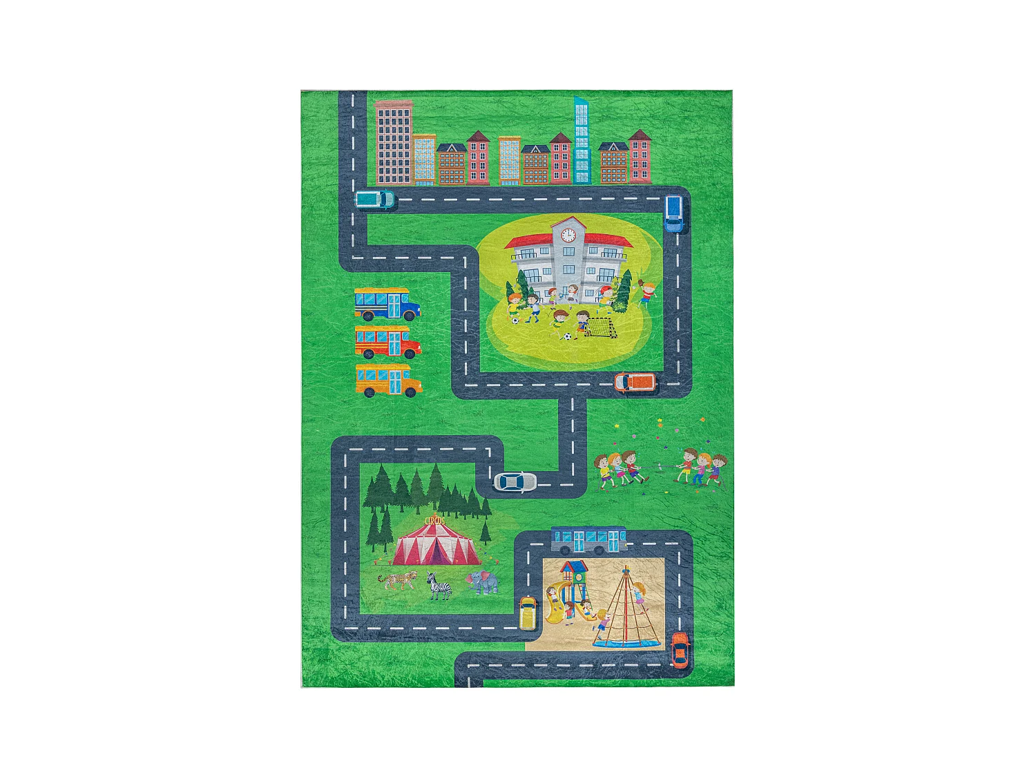 BAMBINO 2660 Waschteppich Stadt, Straßen für Kinder Anti-Rutsch - gr 160x220 cm