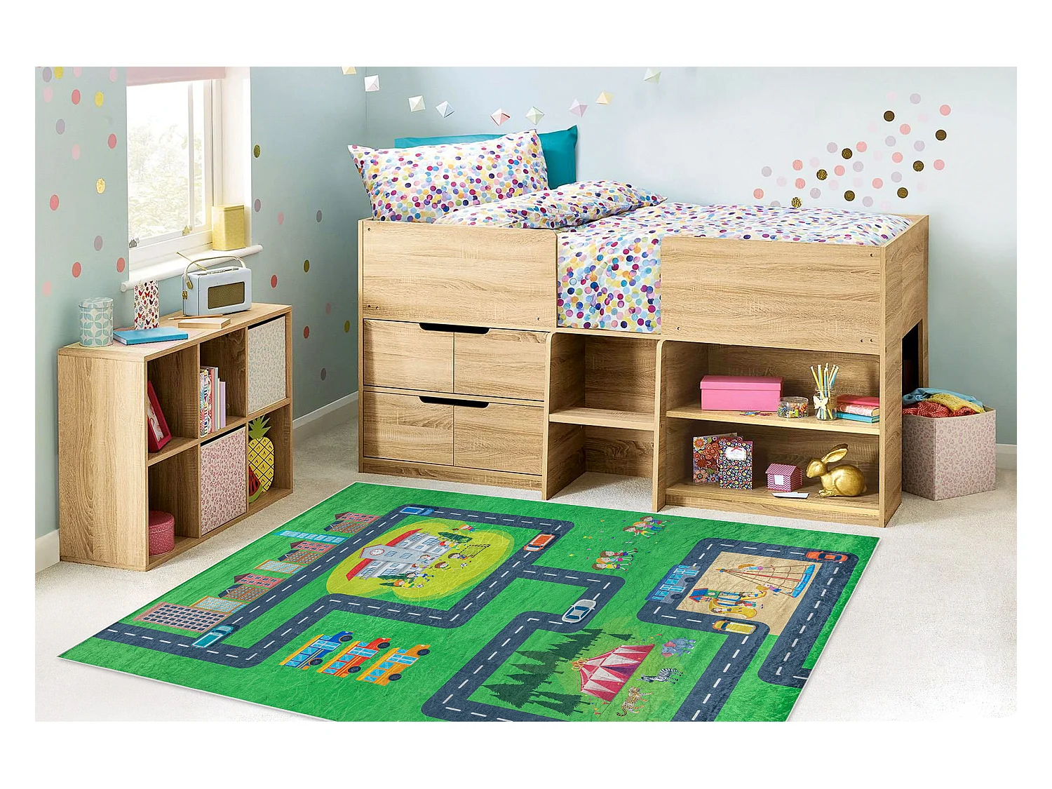 BAMBINO 2660 Waschteppich Stadt, Straßen für Kinder Anti-Rutsch - gr 160x220 cm