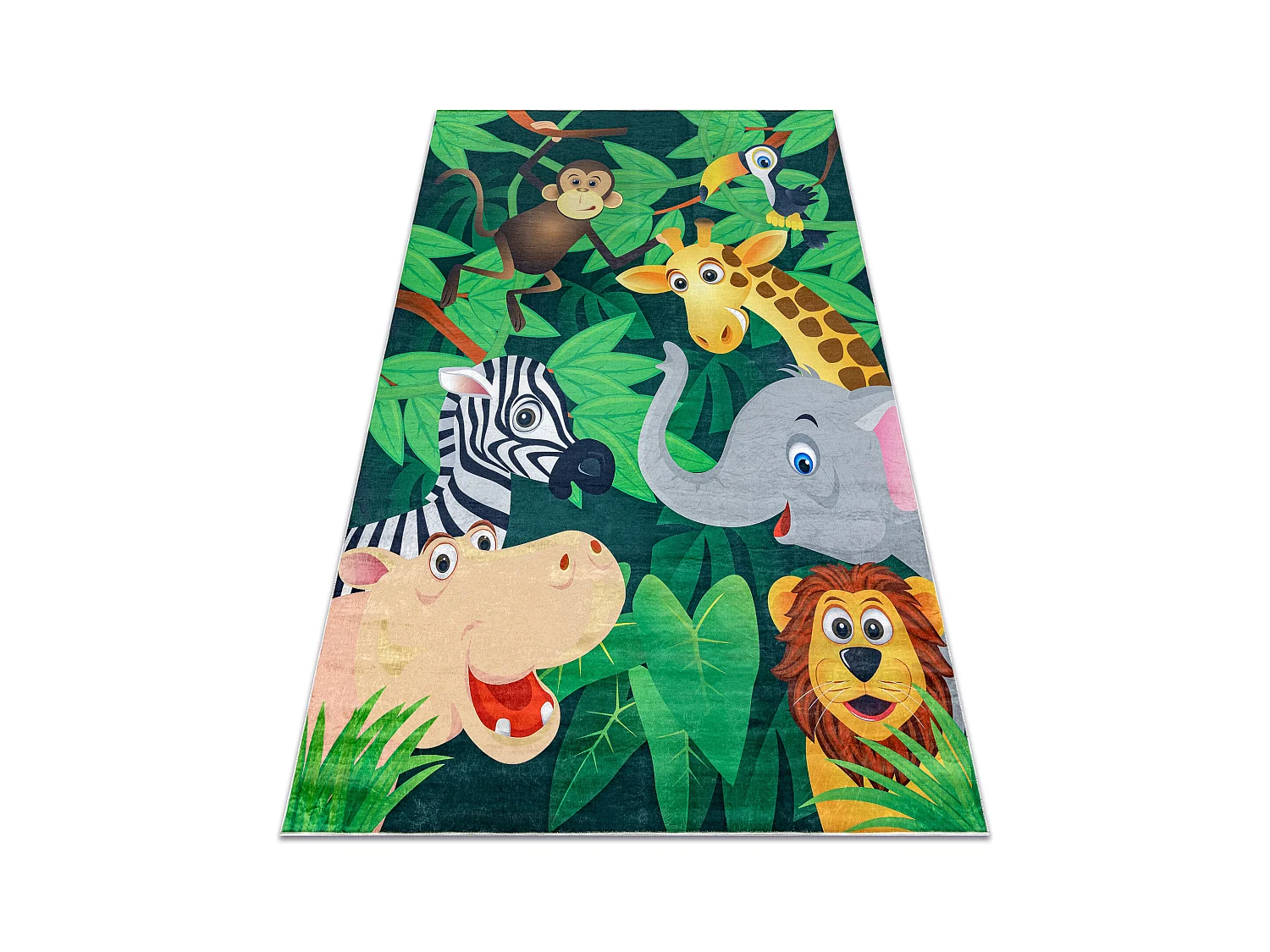 BAMBINO 2705 Waschteppich Tiere, Afrika für Kinder Anti-Rutsch - grü 160x220 cm