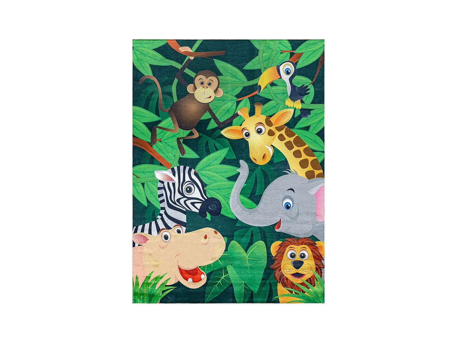 BAMBINO 2705 Waschteppich Tiere, Afrika für Kinder Anti-Rutsch - grü 160x220 cm