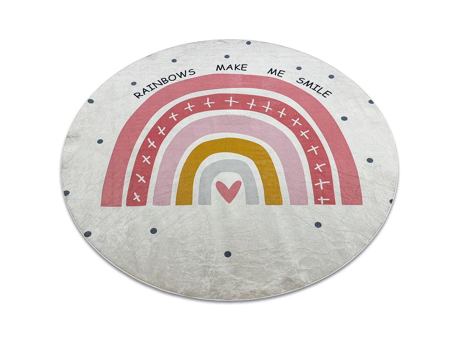 BAMBINO 47810 cirkel tapijt wasbaar Regenboog, stippen voor kinderen a cercle 160 cm