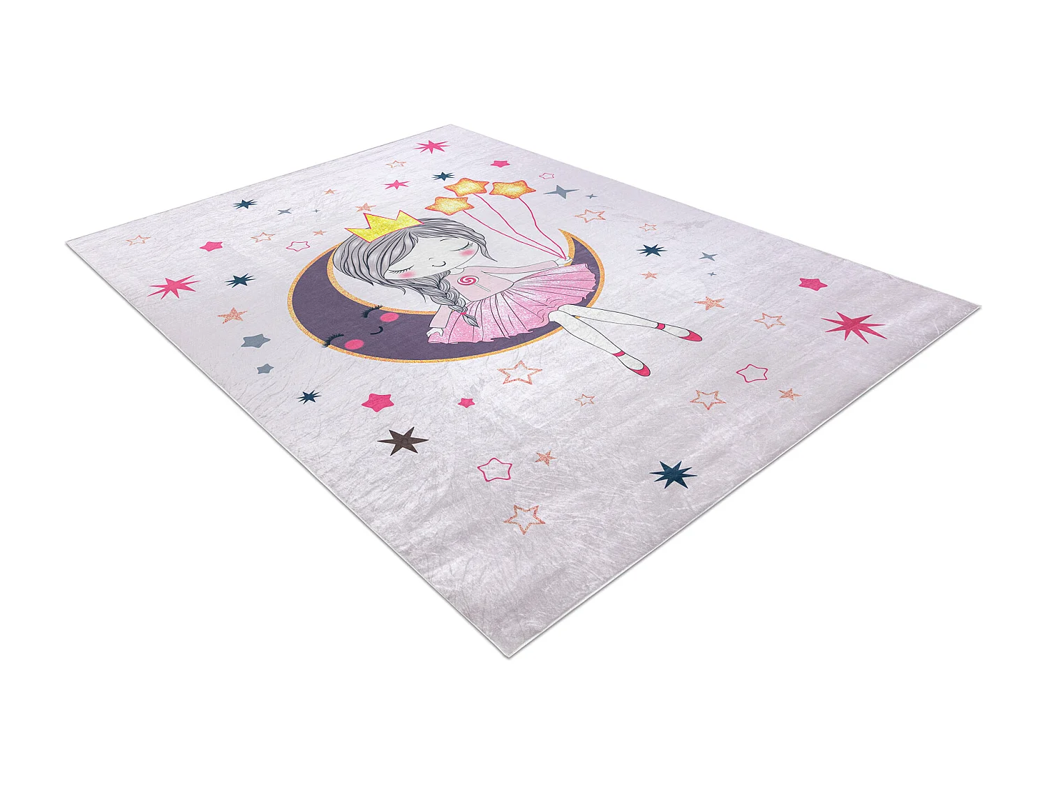Dywan do prania BAMBINO 48060 Księżniczka, gwiazdy dla dzieci, antyp 160x220 cm