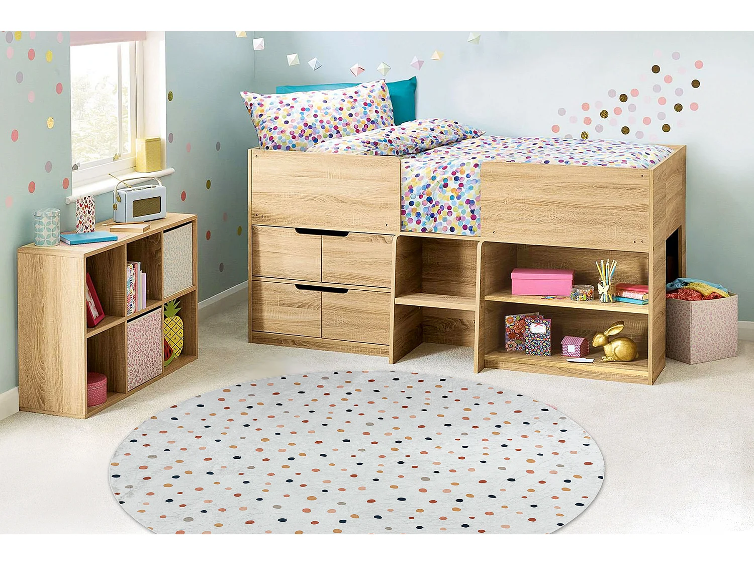 Tappeto lavabile BAMBINO 47890 cerchio Punti per bambini antiscivolo - cercle 100 cm