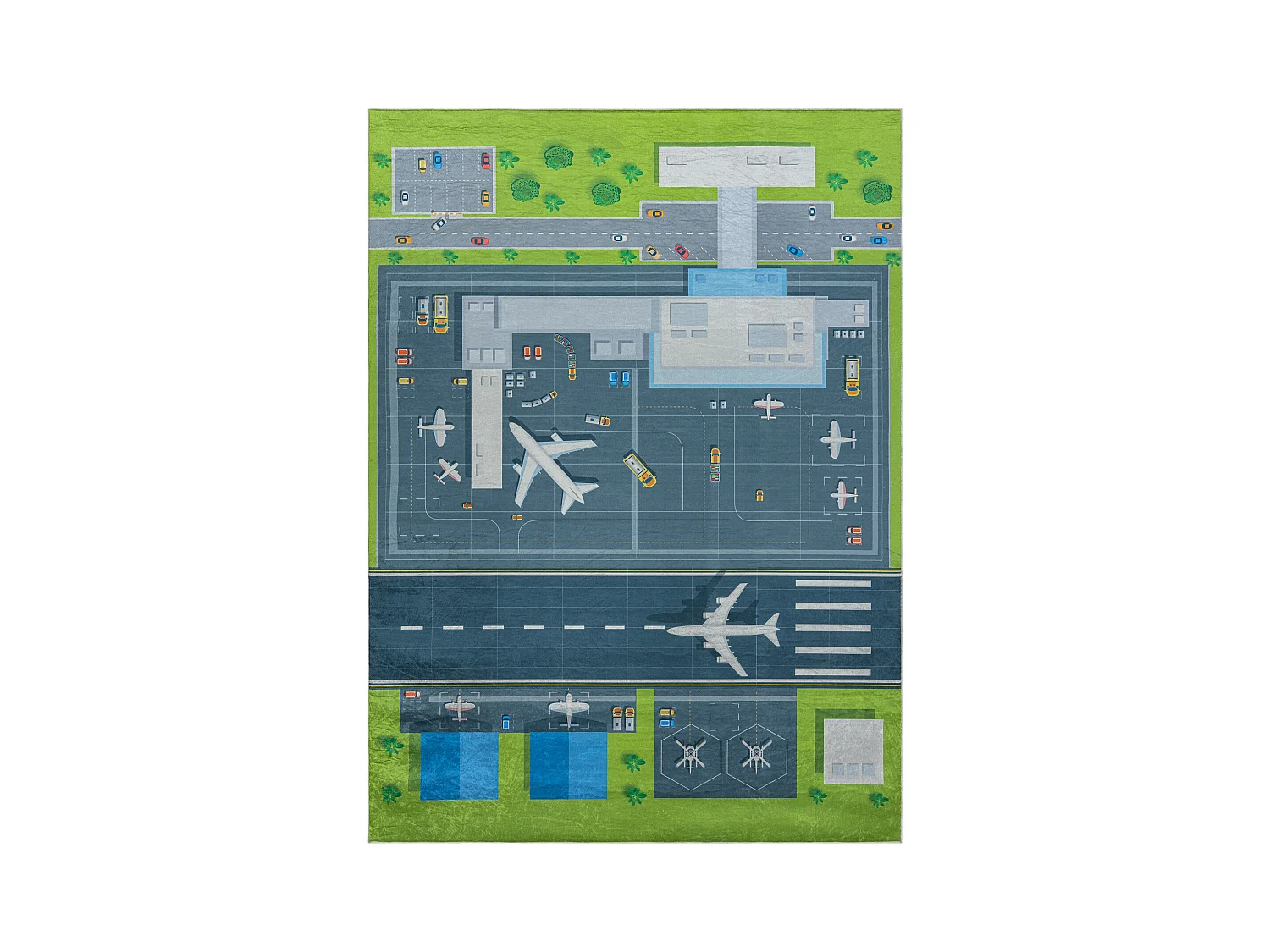 BAMBINO 46990 Waschteppich Flughafen, Flugzeuge für Kinder Anti-Rutsc 160x220 cm