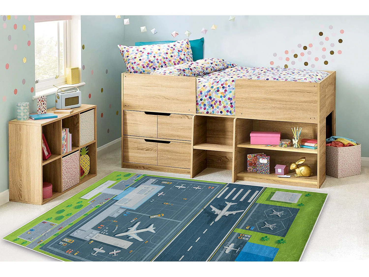 Tapis lavable BAMBINO 46990 Aéroport, avions pour les enfants antidé 160x220 cm