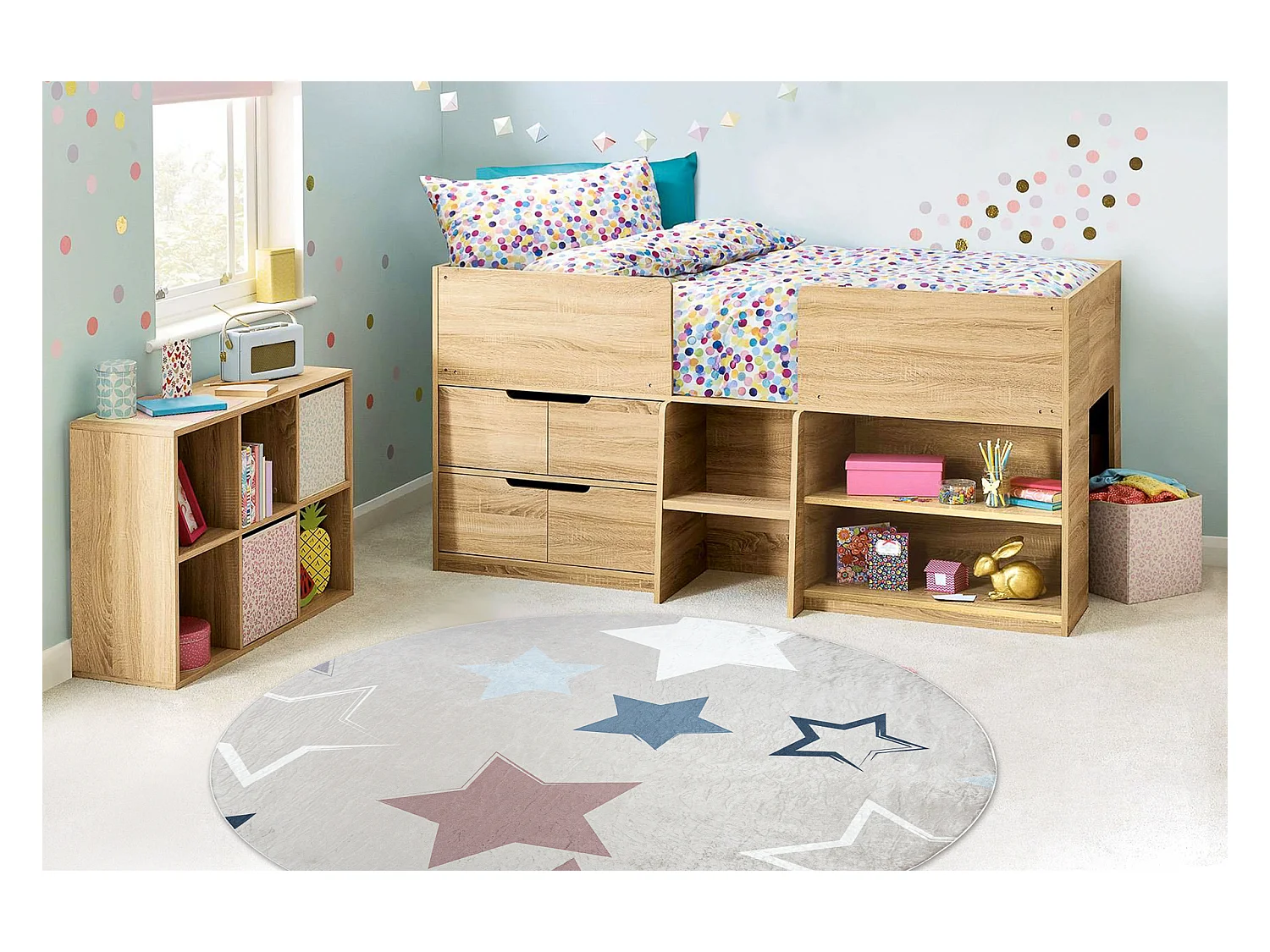 BAMBINO 48130 cirkel tapijt wasbaar Sterren voor kinderen antislip - b cercle 80 cm