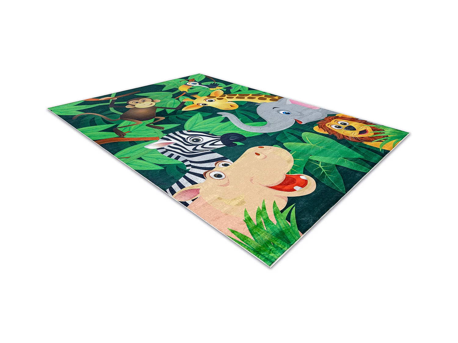BAMBINO 2705 Waschteppich Tiere, Afrika für Kinder Anti-Rutsch - grü 120x170 cm