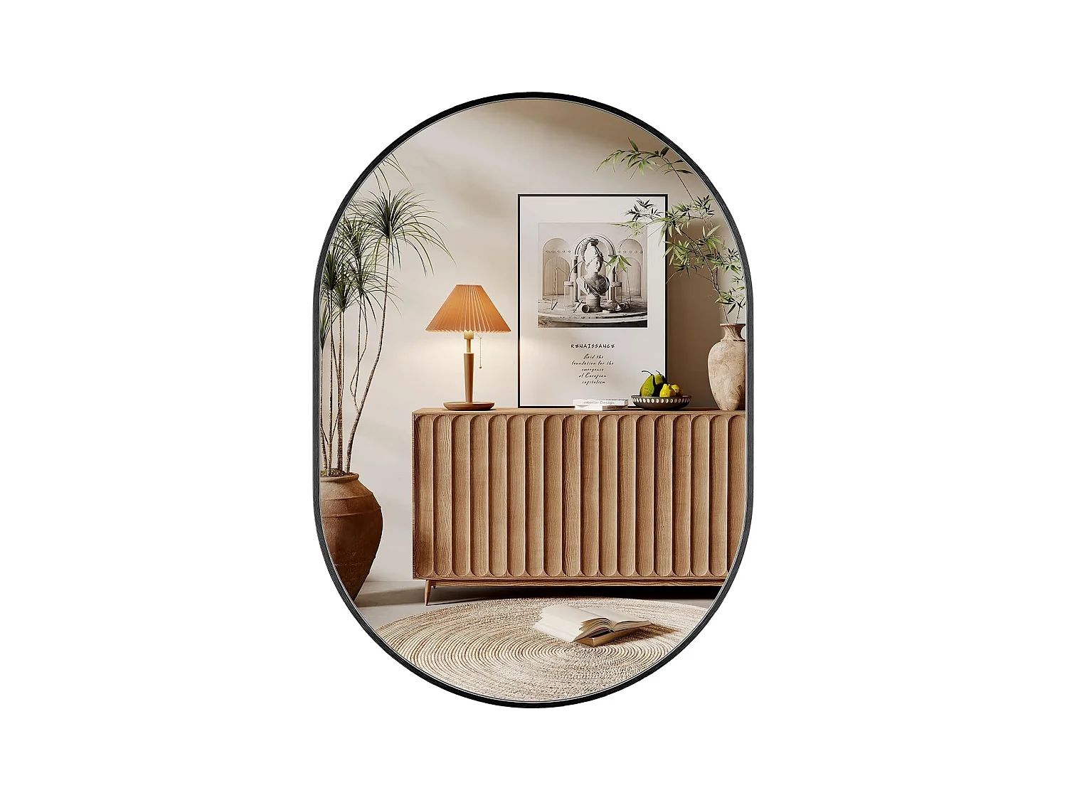 Dripex Miroir Mural 70x50cm Ovale Miroir de Maquillage avec Cadre en Alliage dAluminium Miroir de Dcoration pour Entre Chambre Sal