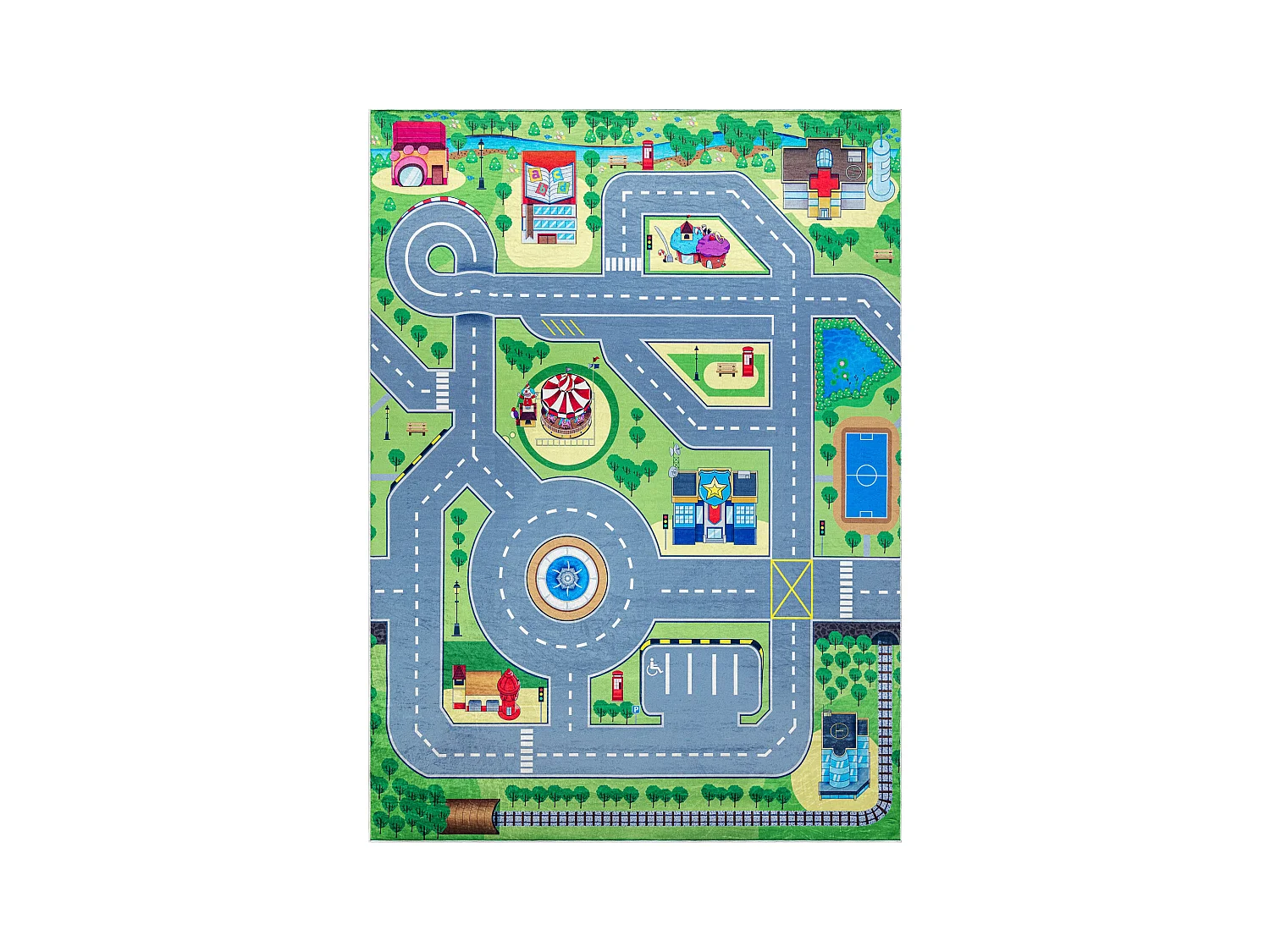 BAMBINO 9028 tapijt wasbaar Stad dieren voor kinderen antislip - groen 160x220 cm