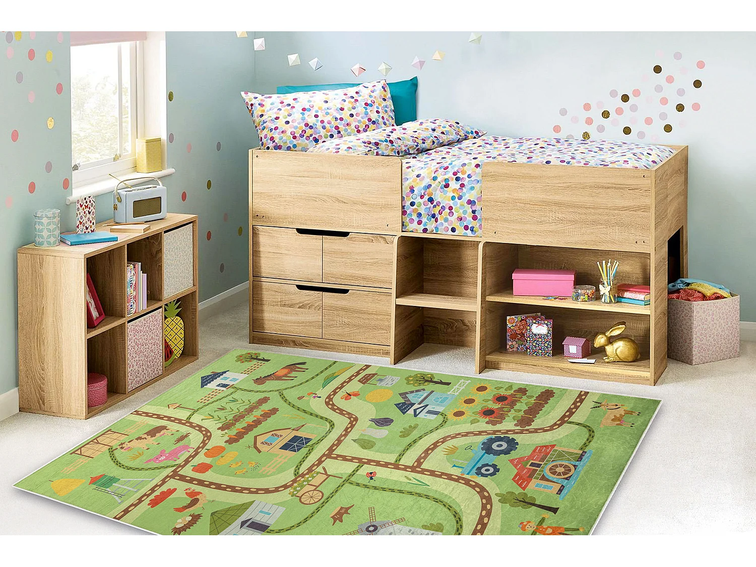 Tapis lavable BAMBINO 50200 Village, rues pour les enfants antidérapa 80x150 cm