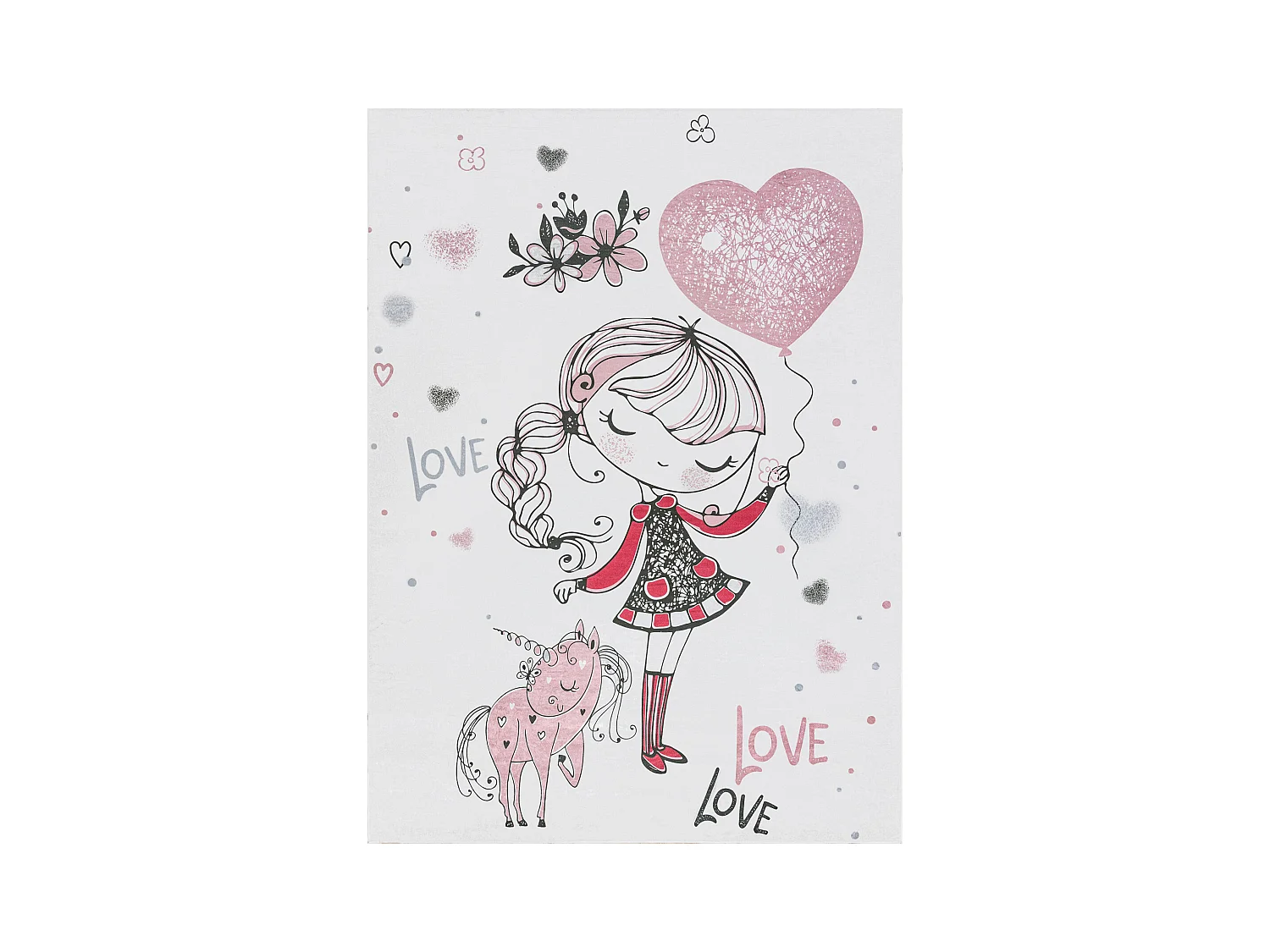 BAMBINO 2644 tapijt wasbaar Klein meisje, eenhoorn voor kinderen antis 80x150 cm