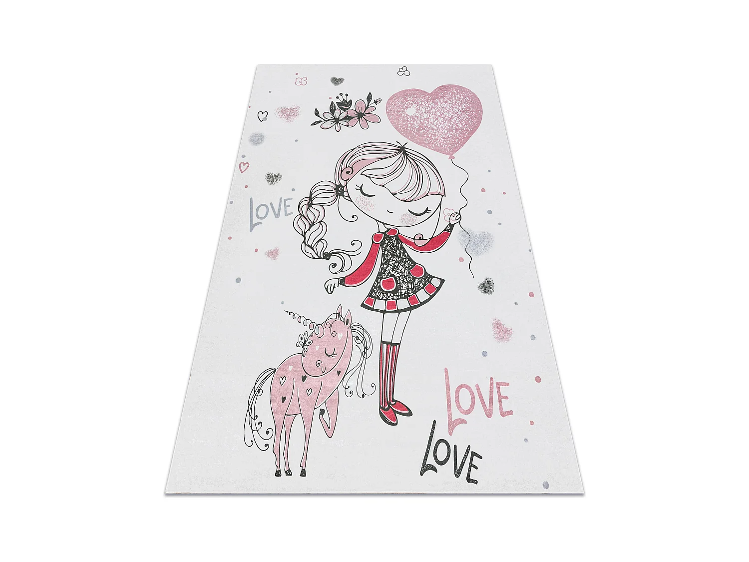 Tapis lavable BAMBINO 2644 Petite fille, licorne pour les enfants anti 80x150 cm