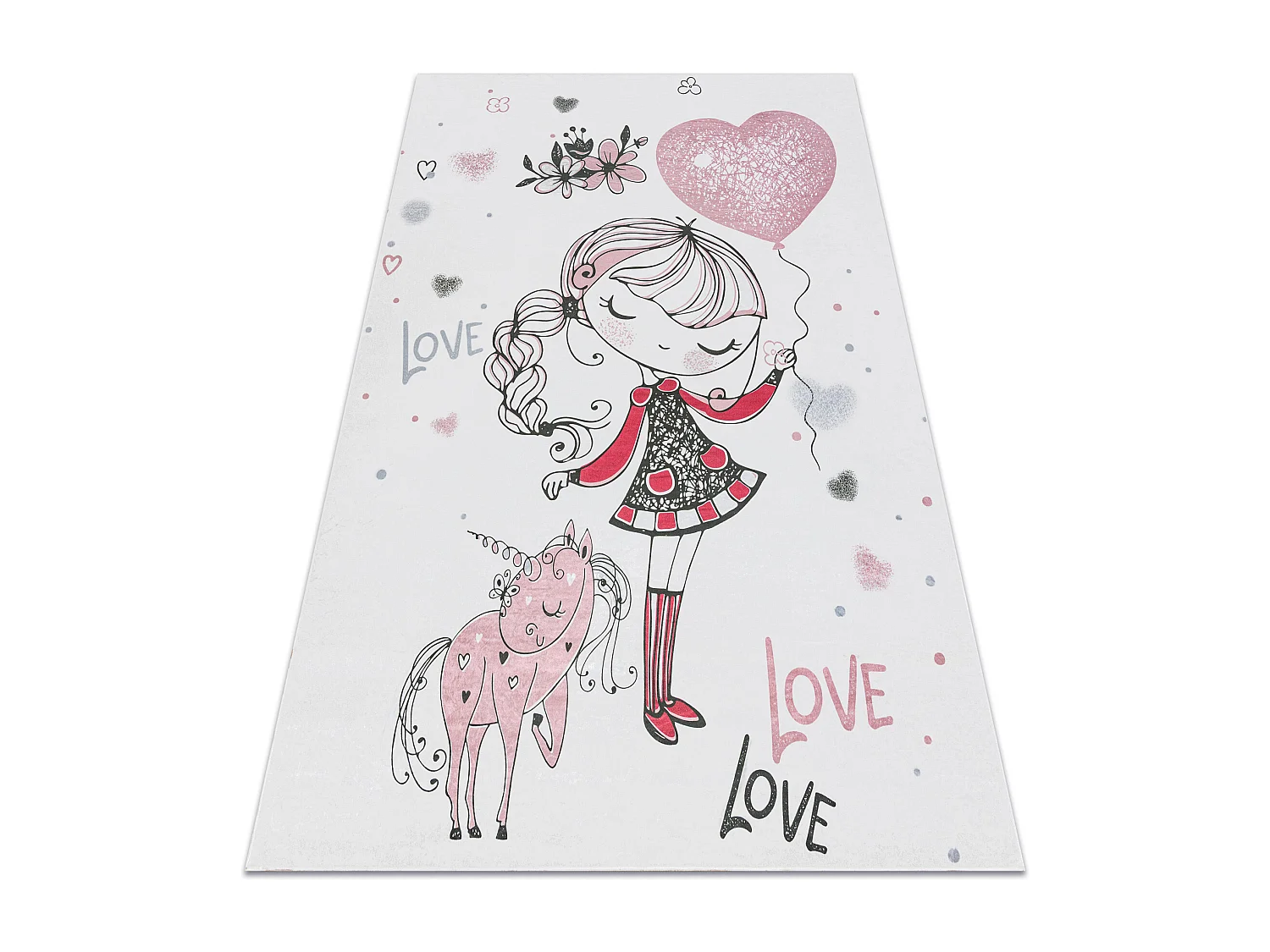 Tapis lavable BAMBINO 2644 Petite fille, licorne pour les enfants anti 80x150 cm