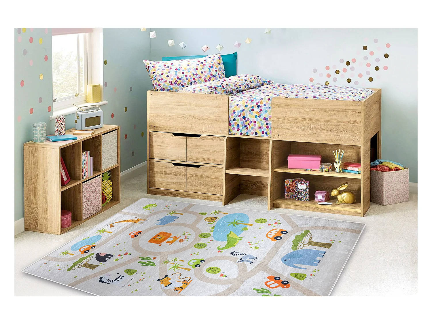 BAMBINO 50230 tapijt wasbaar Dierentuin, dieren voor kinderen antislip 120x170 cm