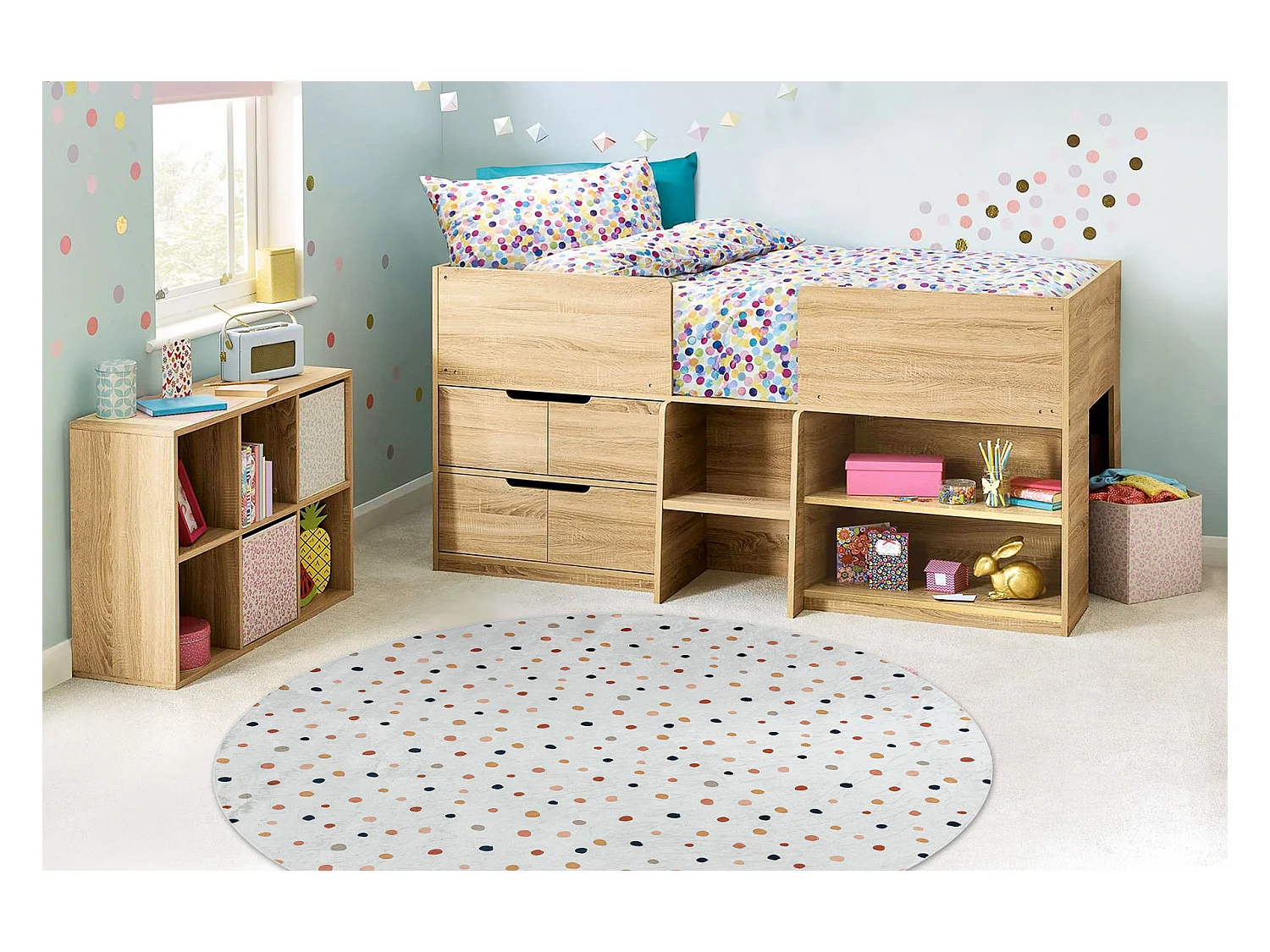 Dywan do prania BAMBINO 47890 koło Kropki dla dzieci, antypoślizgowy cercle 80 cm