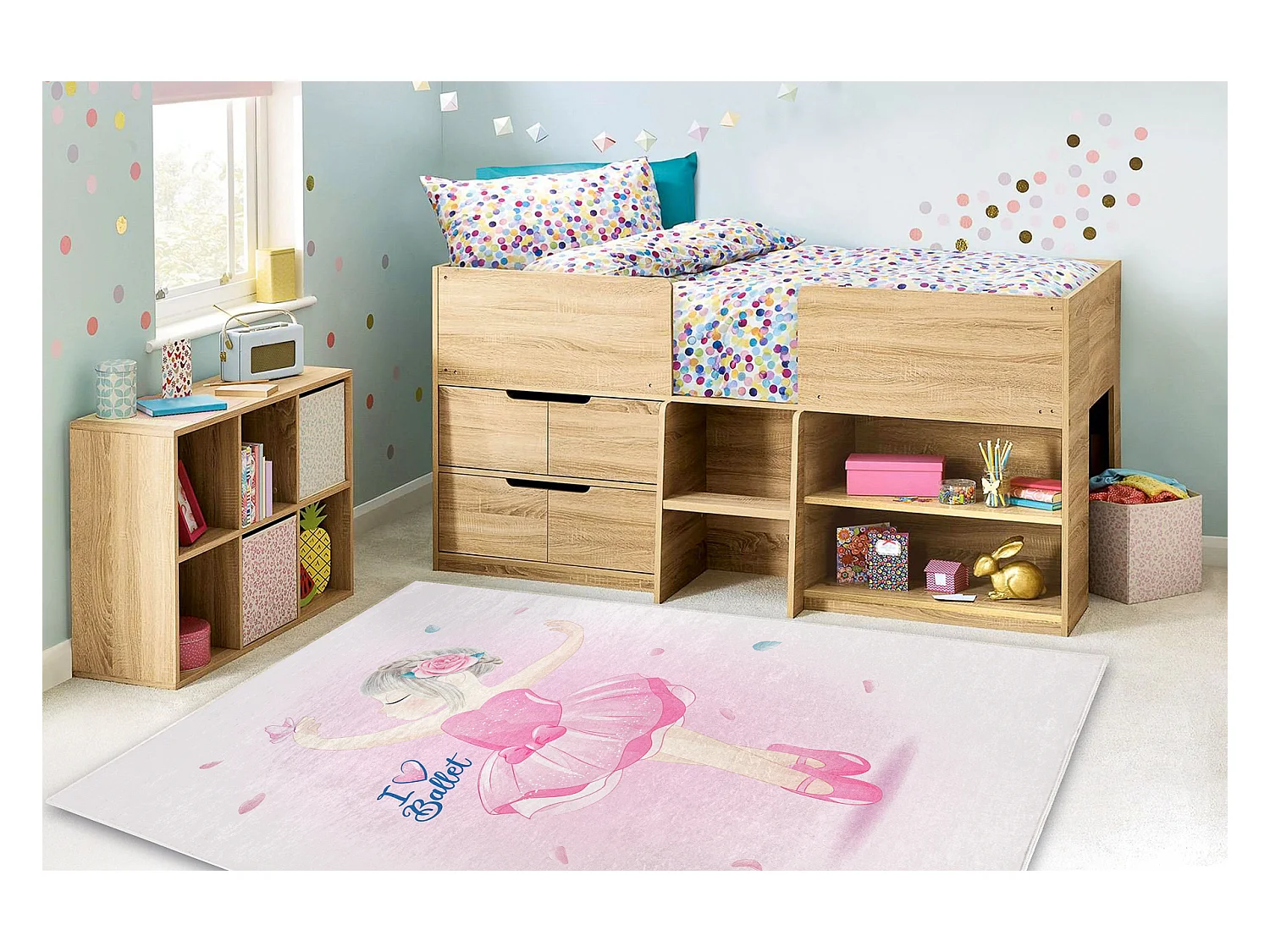 BAMBINO 42830 tapijt wasbaar Ballerina voor kinderen antislip - roze 140x200 cm
