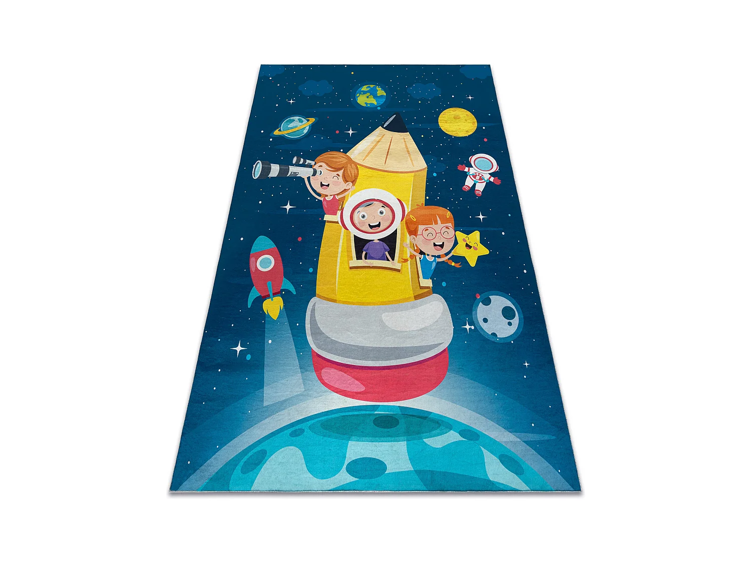 Tapis lavable BAMBINO 42810 Fusée, planètes pour les enfants antidé 140x200 cm