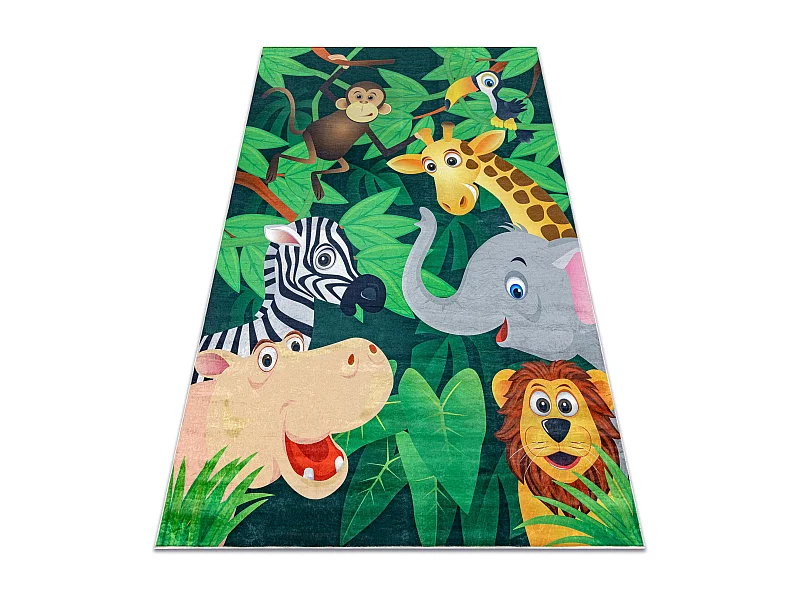 BAMBINO 2705 Waschteppich Tiere, Afrika für Kinder Anti-Rutsch - grü 80x150 cm