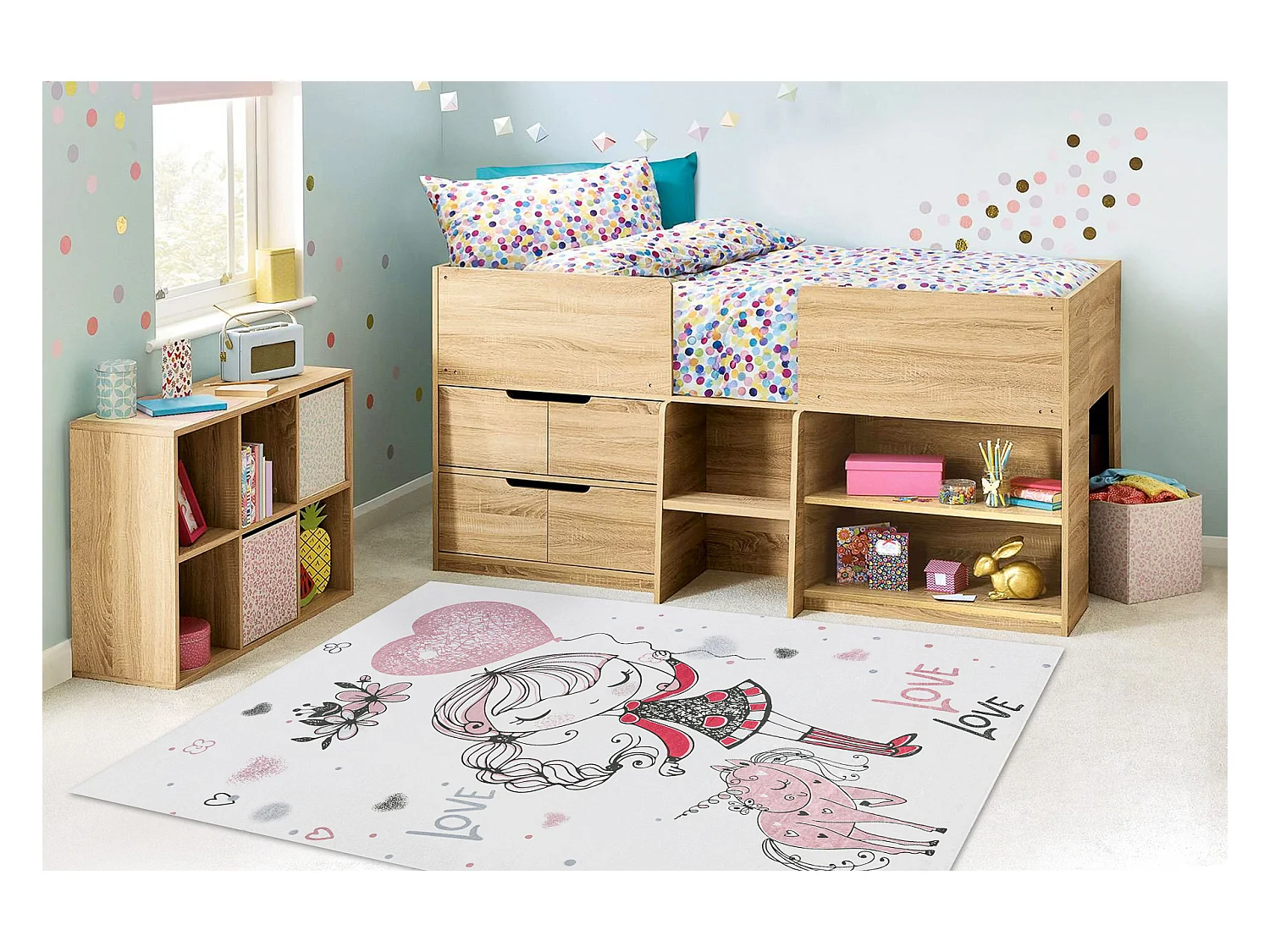 Tapis lavable BAMBINO 2644 Petite fille, licorne pour les enfants anti 160x220 cm