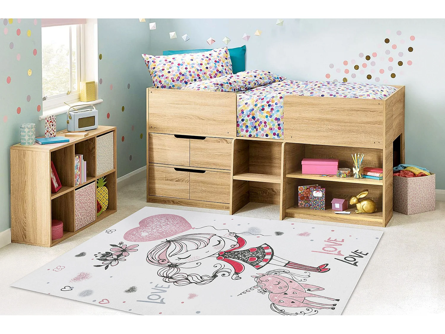 Tapis lavable BAMBINO 2644 Petite fille, licorne pour les enfants anti 160x220 cm