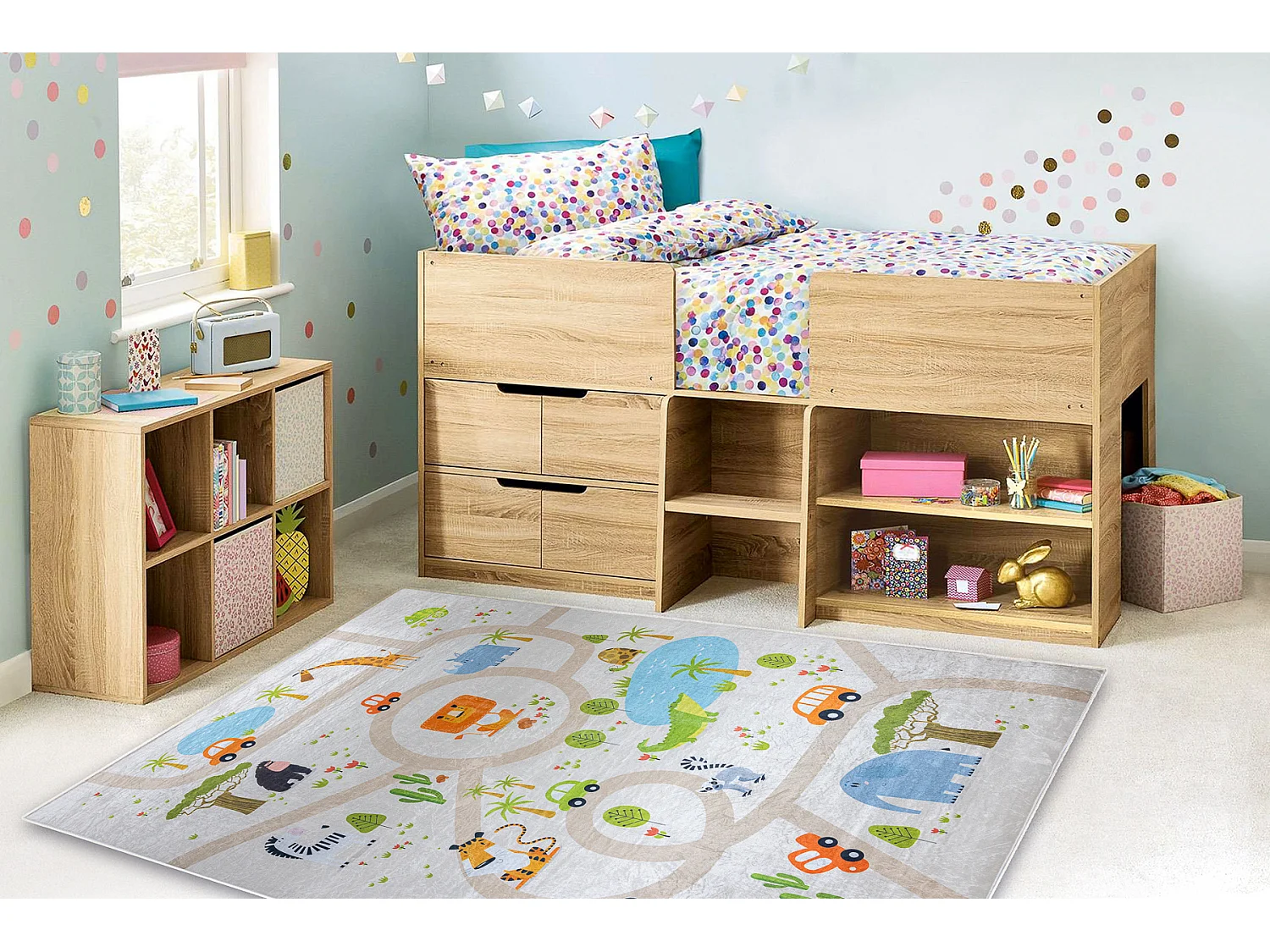 Tappeto lavabile BAMBINO 50230 Zoo, strade per bambini antiscivolo - b 160x220 cm