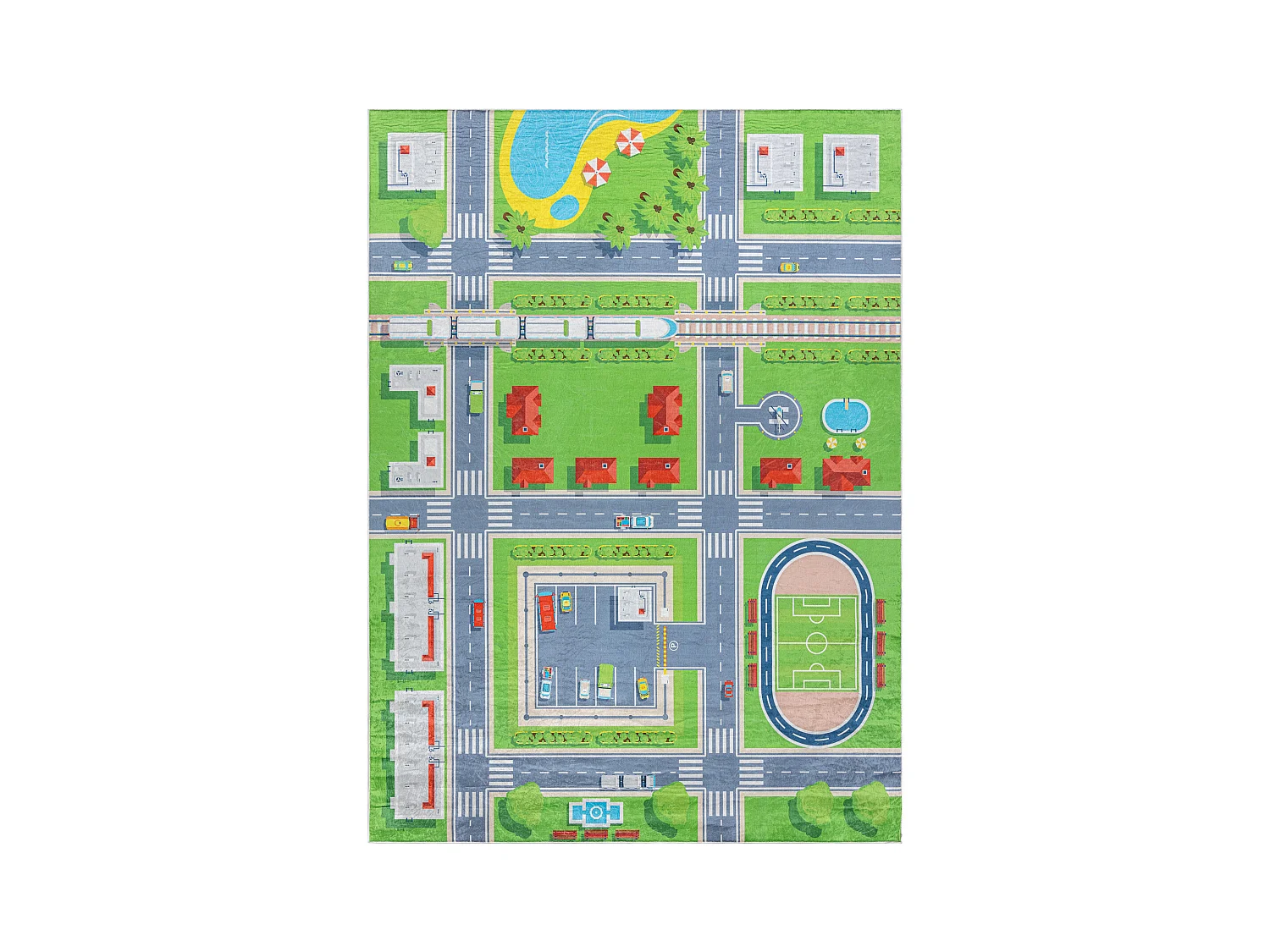 BAMBINO 2624 Waschteppich Stadt, Straßen für Kinder Anti-Rutsch - gr 80x150 cm