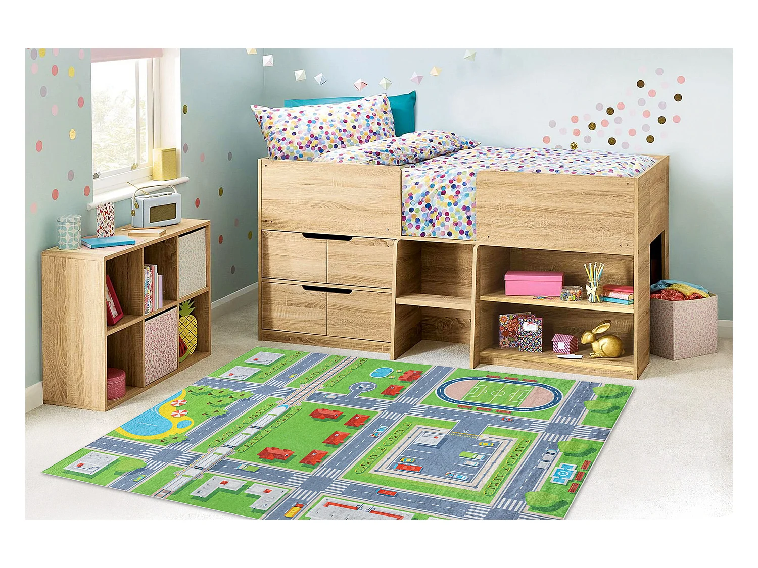 BAMBINO 2624 Waschteppich Stadt, Straßen für Kinder Anti-Rutsch - gr 80x150 cm