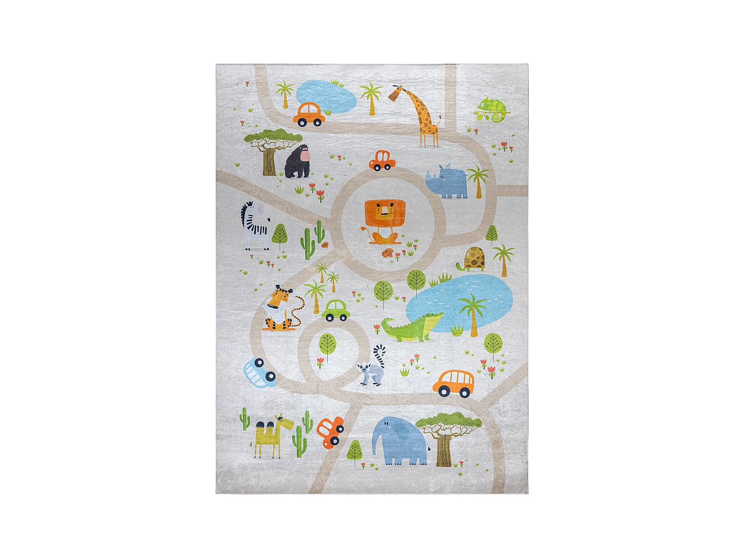 Alfombra lavable BAMBINO 50230 Zoo, calles para niños antideslizante  200x290 cm