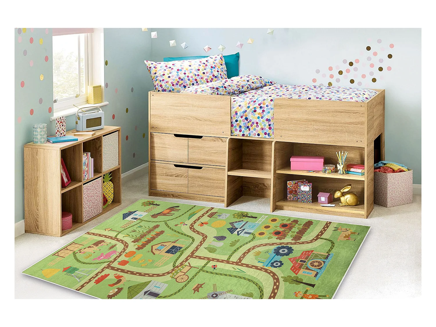 BAMBINO 50200 Waschteppich Dorf, Straßen für Kinder Anti-Rutsch - gr 120x170 cm