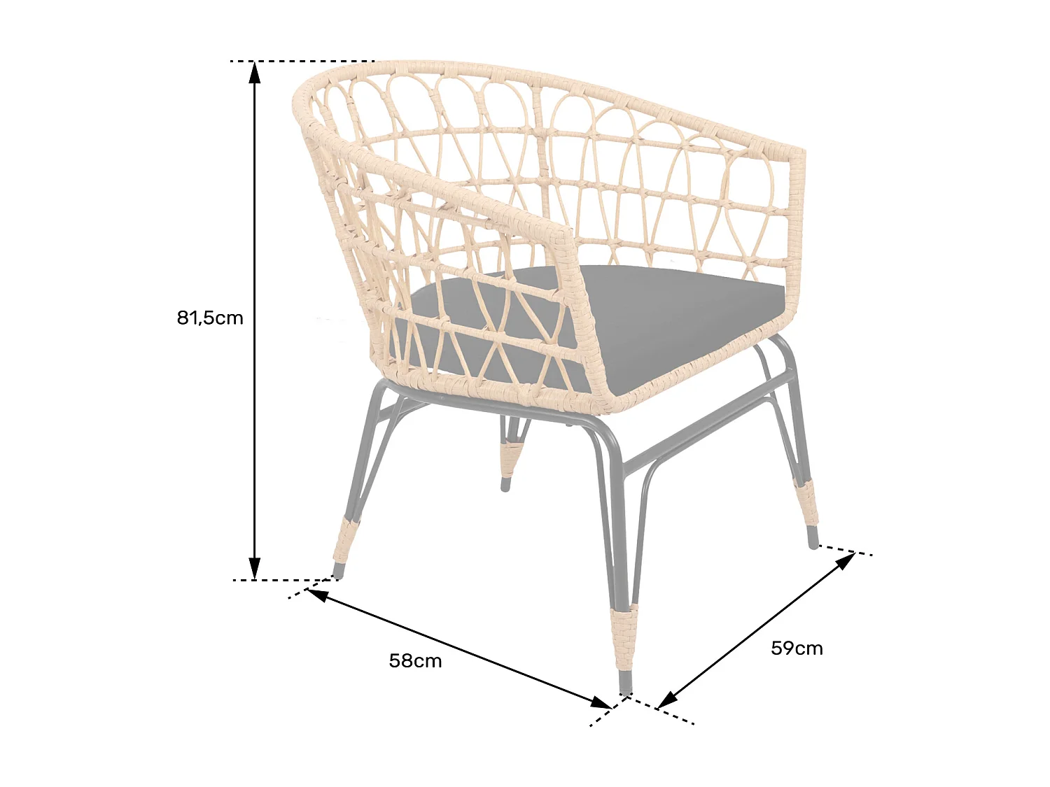 Set van 2 kunststof rotan fauteuils met kussens AIKO