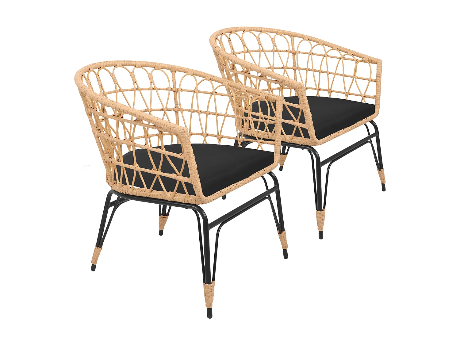 Lot de 2 fauteuils en rotin synthétique avec coussins AIKO - HAPPY GARDEN