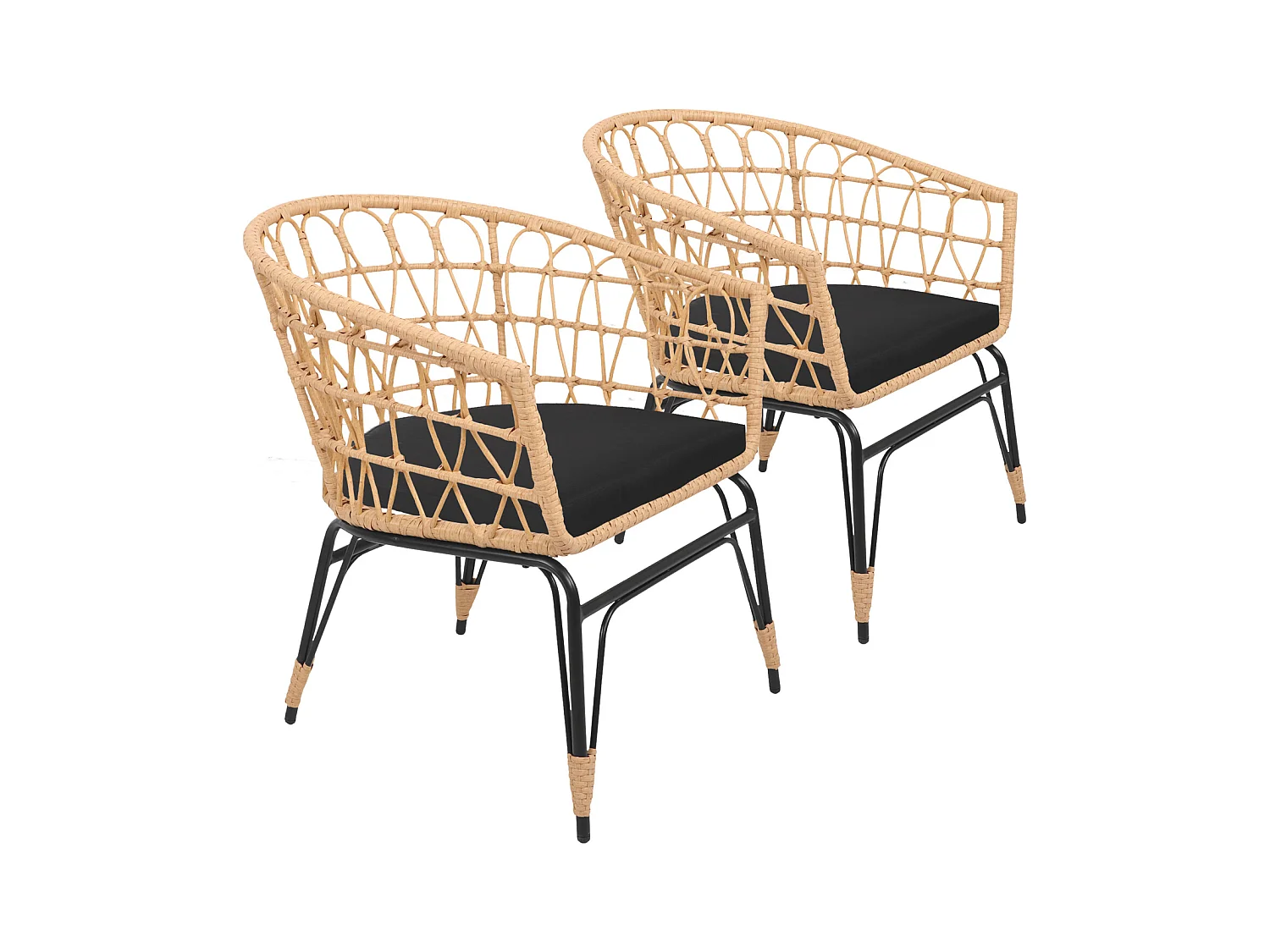 Lot de 2 fauteuils en rotin synthétique avec coussins AIKO - HAPPY GARDEN