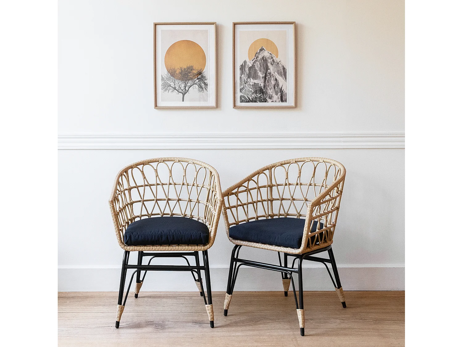 Lot de 2 fauteuils en rotin synthétique avec coussins AIKO - HAPPY GARDEN