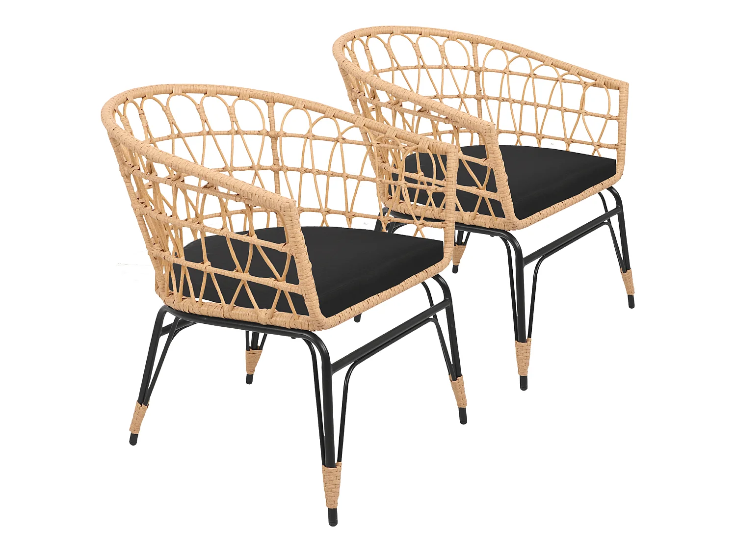 Set van 2 kunststof rotan fauteuils met kussens AIKO