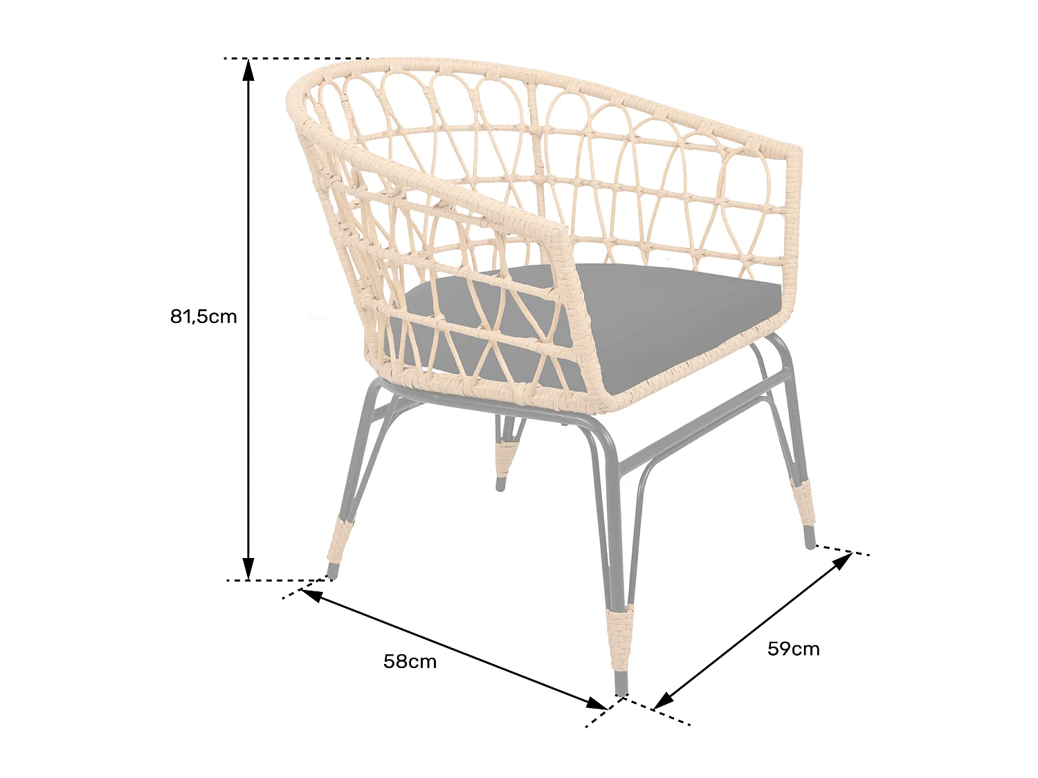 Set van 2 kunststof rotan fauteuils met kussens AIKO
